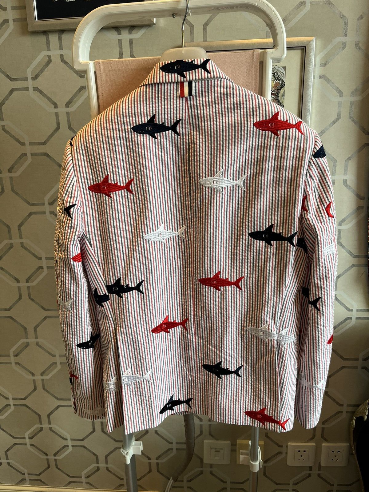 shark embroidery blazer