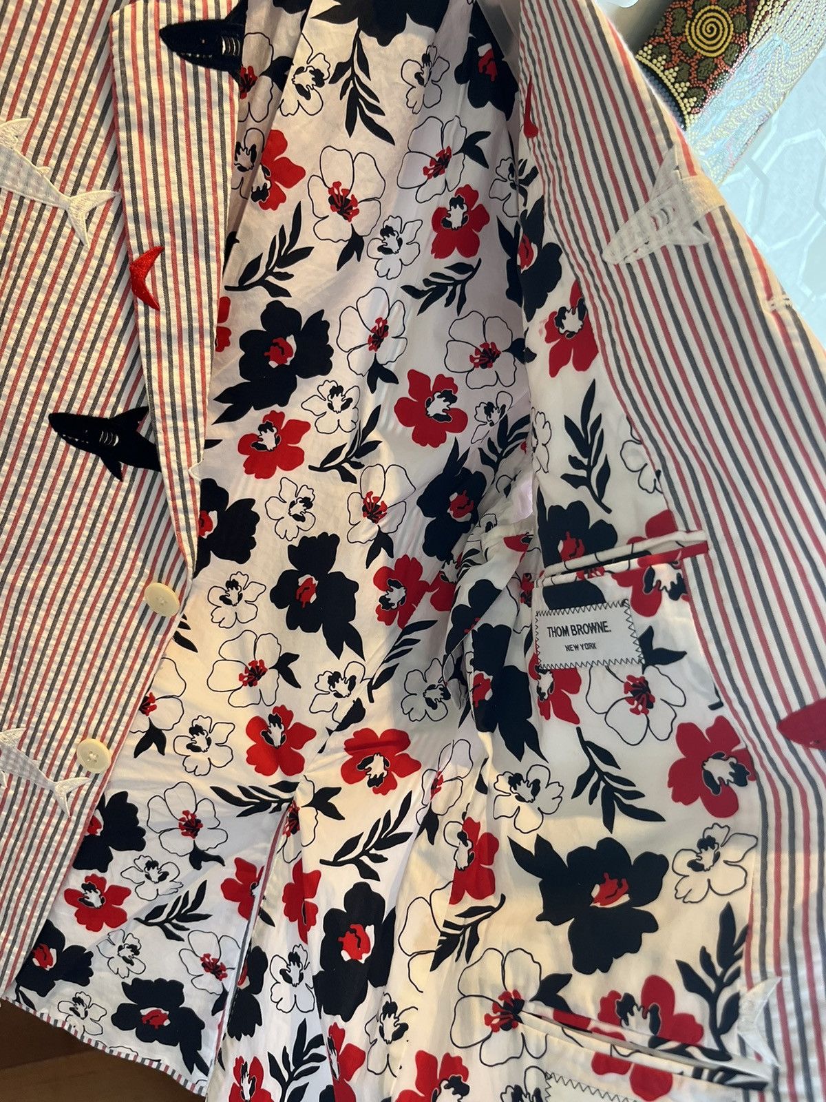 shark embroidery blazer