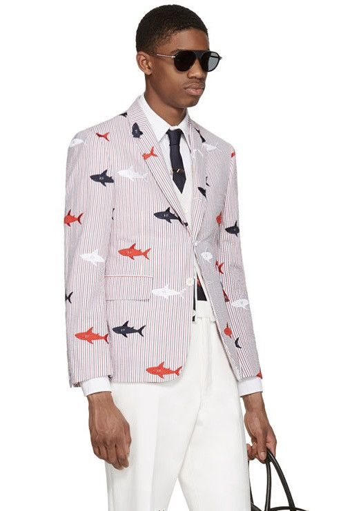 shark embroidery blazer