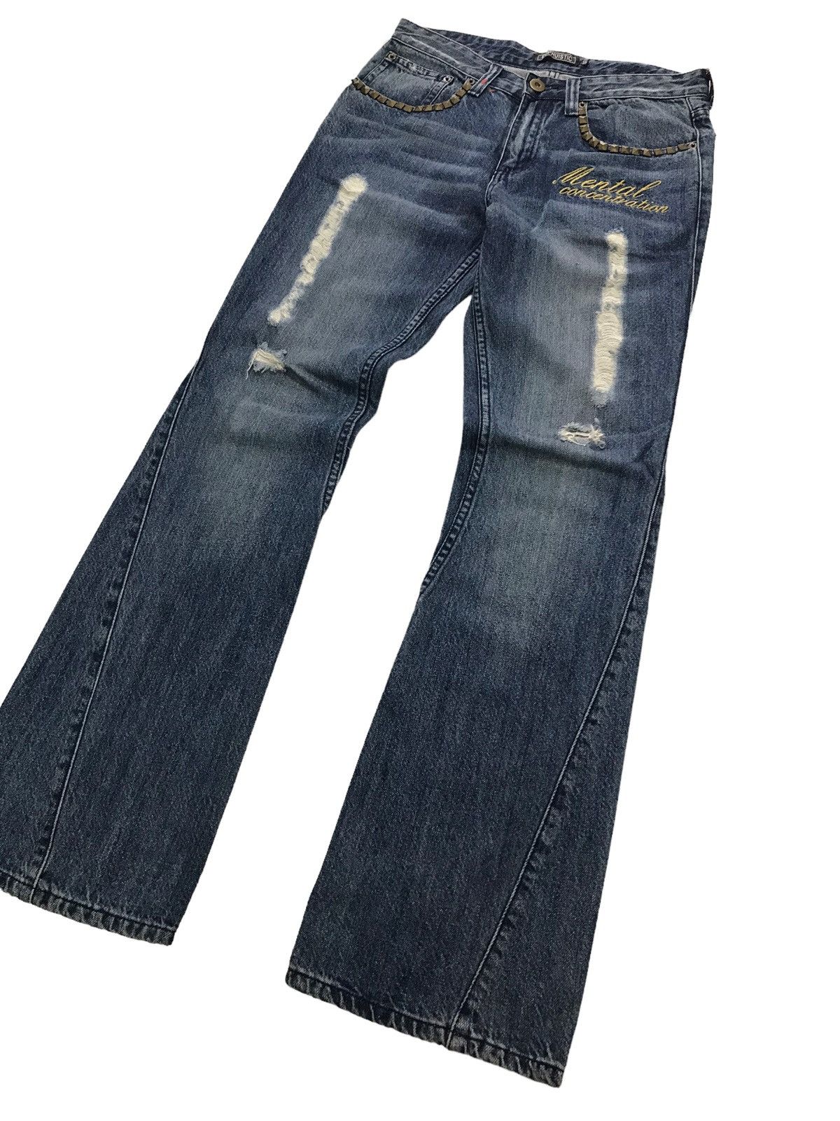Hysteric Glamour × If Six Was Nine Flare Jeans😎Euphuistic Twist Studded Distressed Denim Pants Size US 31 - 3 Thumbnail