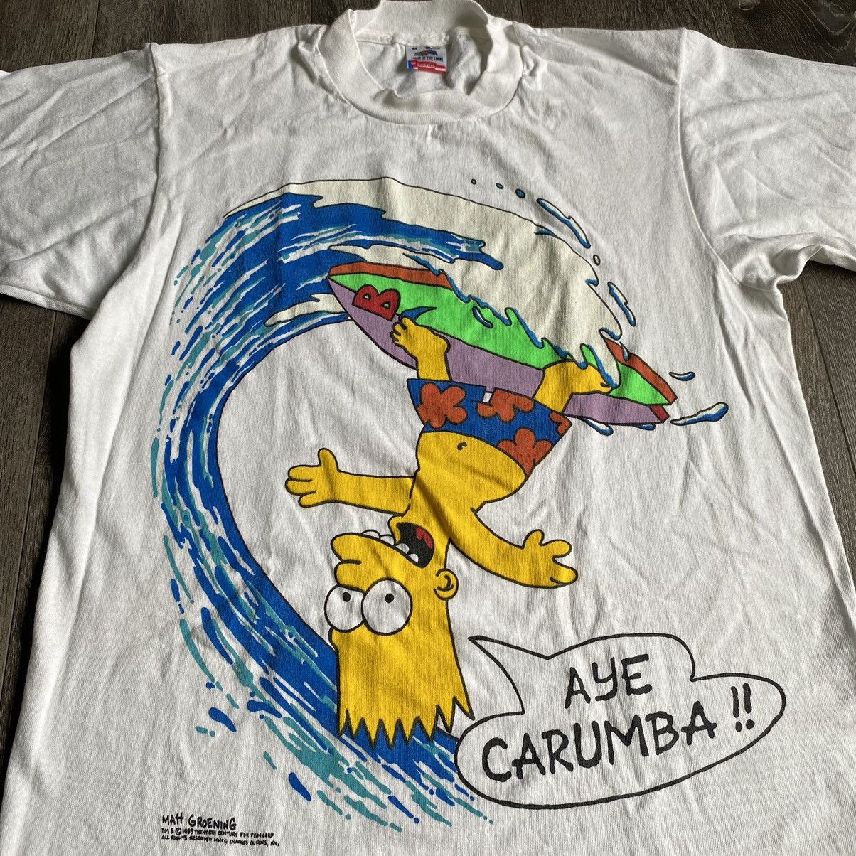 The Simpsons Rare Vintage 1989 Bart Simpson Aye Carumba! Graphic Logo Tee Size US M / EU 48-50 / 2 - 2 Thumbnail