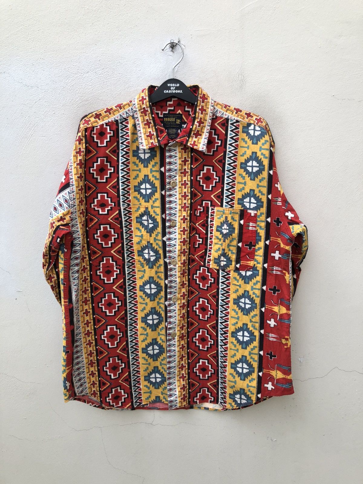 Vintage Vintage 90s DODGEST Japan Indian Native Oversized Flannel Size US L / EU 52-54 / 3 - 2 Thumbnail