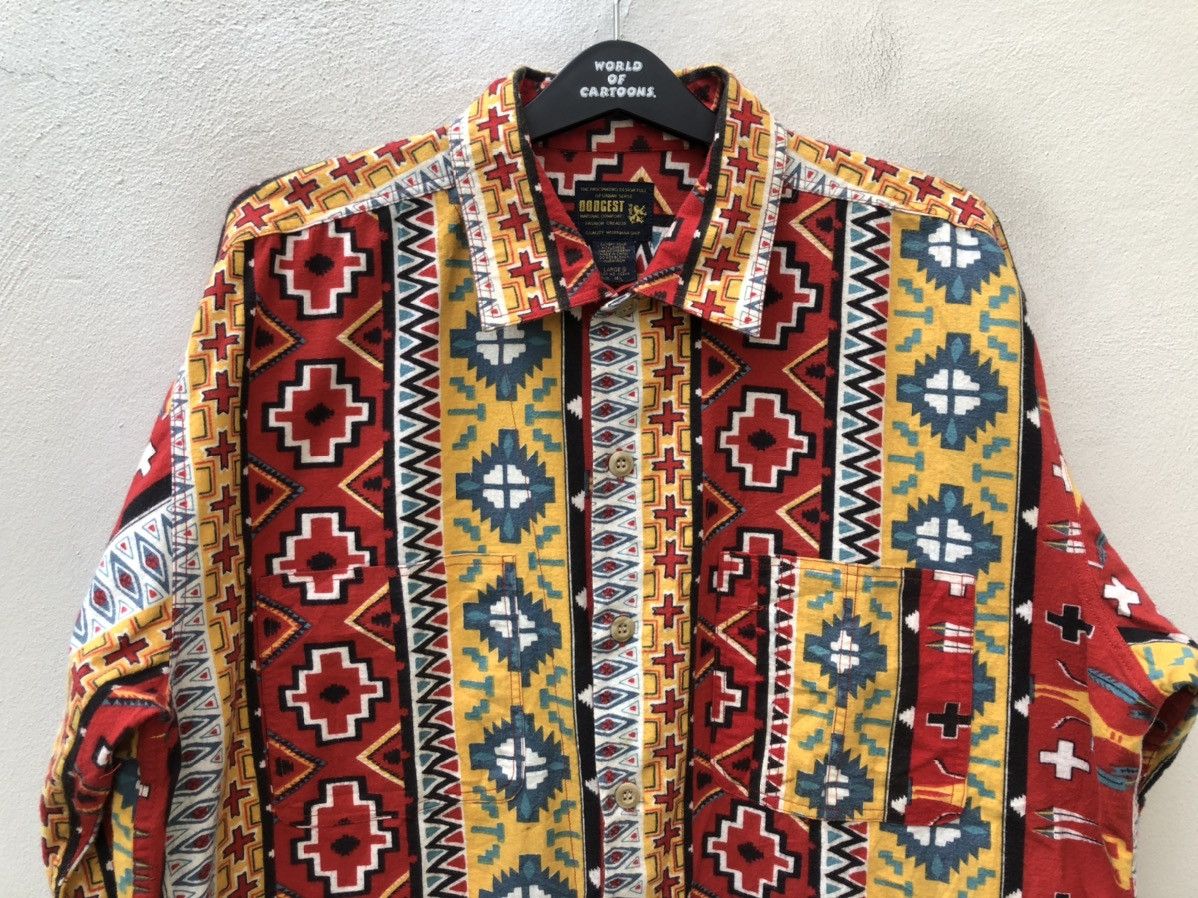Vintage Vintage 90s DODGEST Japan Indian Native Oversized Flannel Size US L / EU 52-54 / 3 - 3 Thumbnail