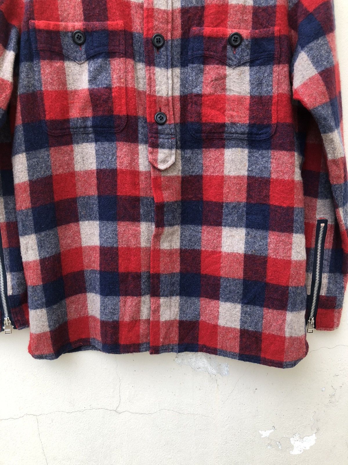 Japanese Brand PHABL JAPAN Double Pocket Checks Wool Flannel Shirt Size US M / EU 48-50 / 2 - 3 Thumbnail