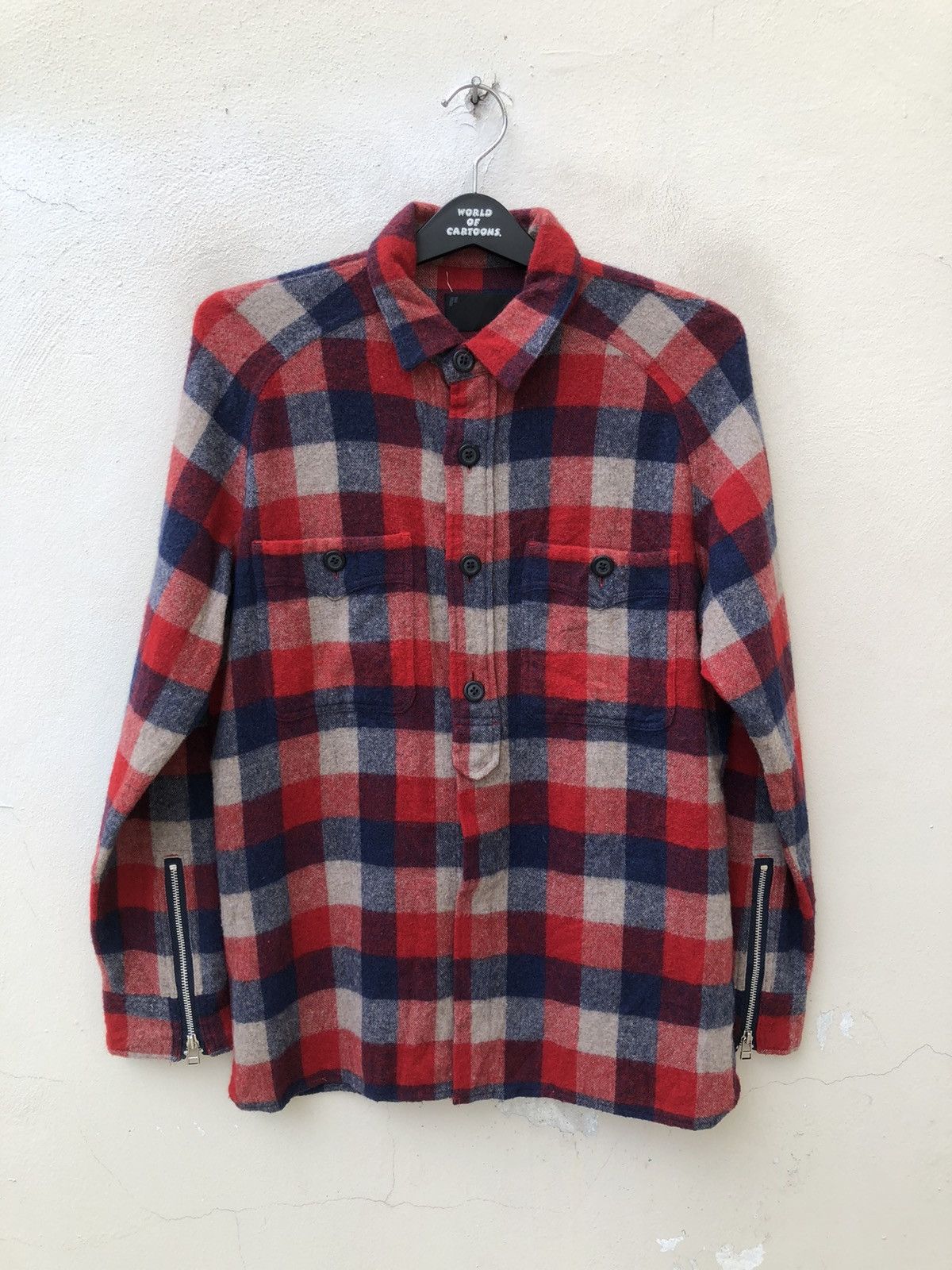 Japanese Brand PHABL JAPAN Double Pocket Checks Wool Flannel Shirt Size US M / EU 48-50 / 2 - 1 Thumbnail