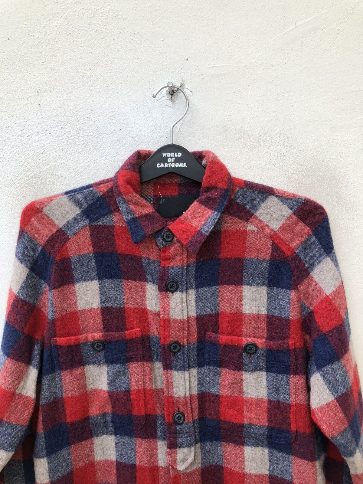 Japanese Brand PHABL JAPAN Double Pocket Checks Wool Flannel Shirt Size US M / EU 48-50 / 2 - 2 Thumbnail