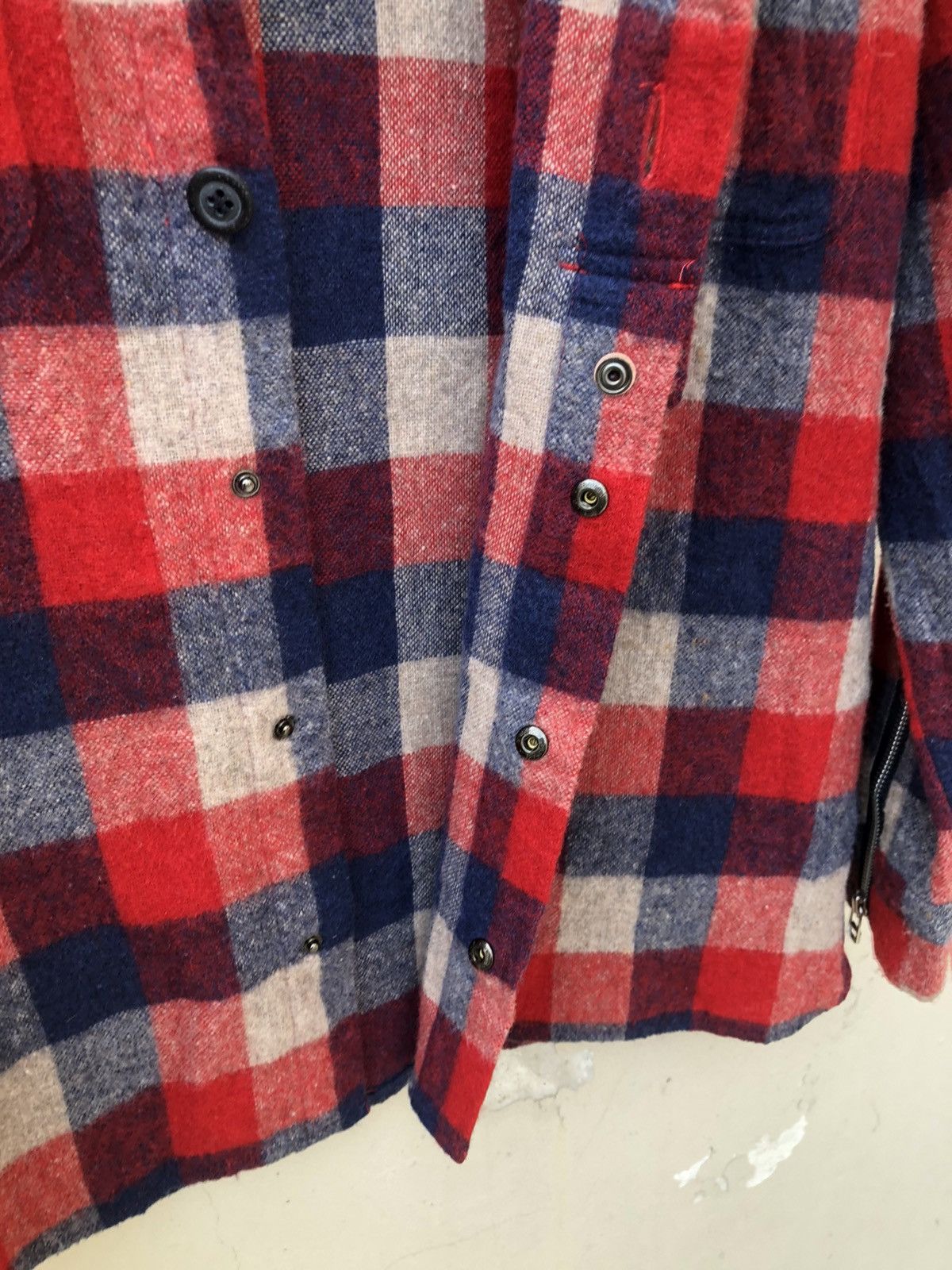 Japanese Brand PHABL JAPAN Double Pocket Checks Wool Flannel Shirt Size US M / EU 48-50 / 2 - 12 Thumbnail