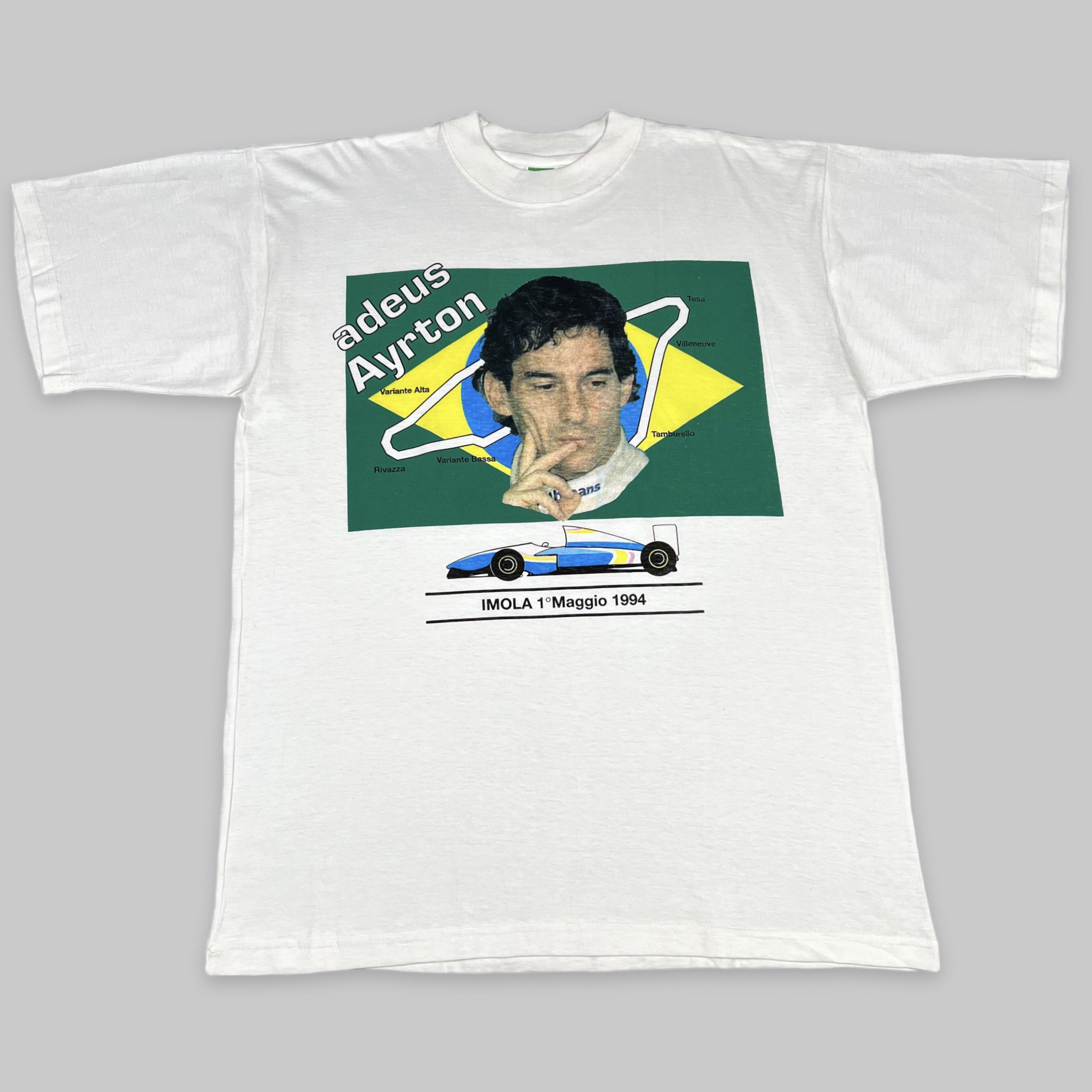 Formula 1 Vintage 1994 Ayrton Senna ‘Adeus Ayrton’ Imola Memorial Tee Size US L / EU 52-54 / 3 - 2 Thumbnail
