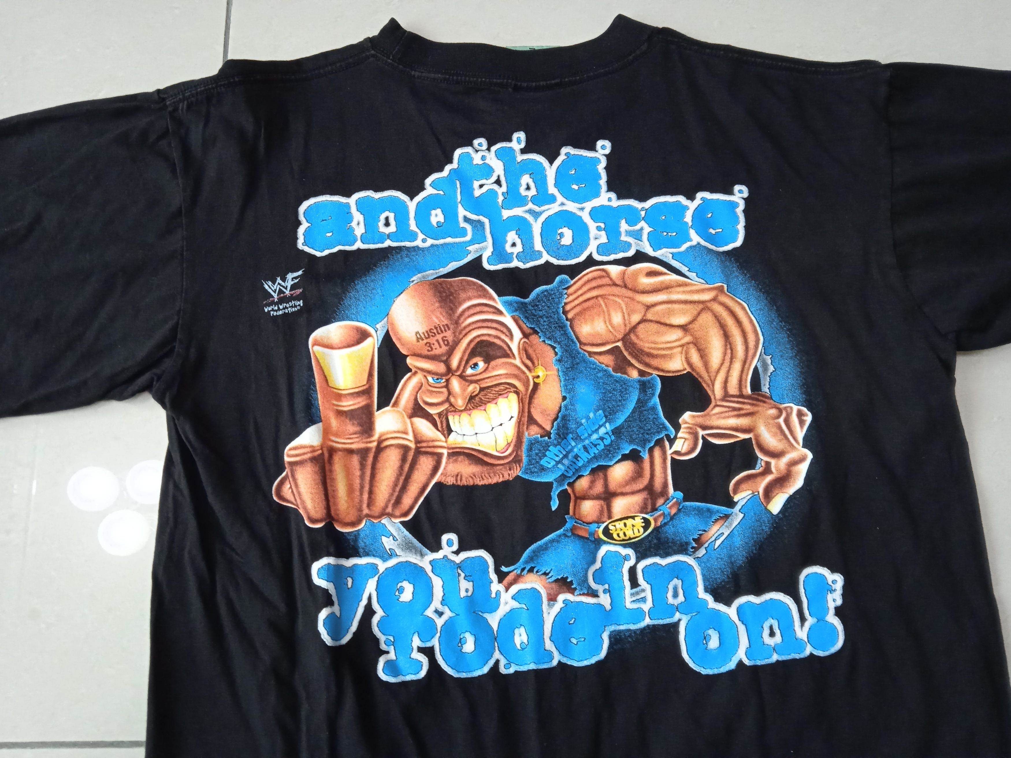 Vintage Vintage 90s WWF Stone Cold Bootleg T-Shirt Size US L / EU 52-54 / 3 - 6 Thumbnail