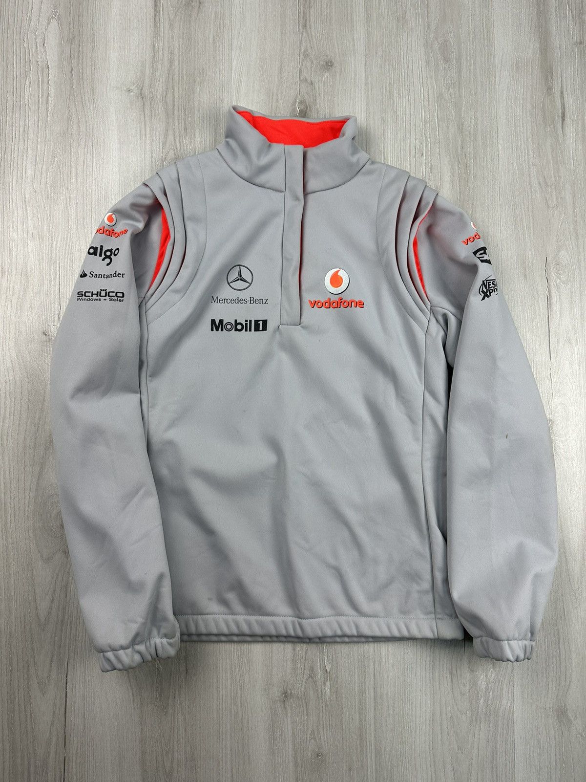 Rare!! Mercedes Benz Mobil One Vodafone Fleece / store Mercedes Benz Mobil One Vodafone sweatshirt Half zip Pullover Jumper