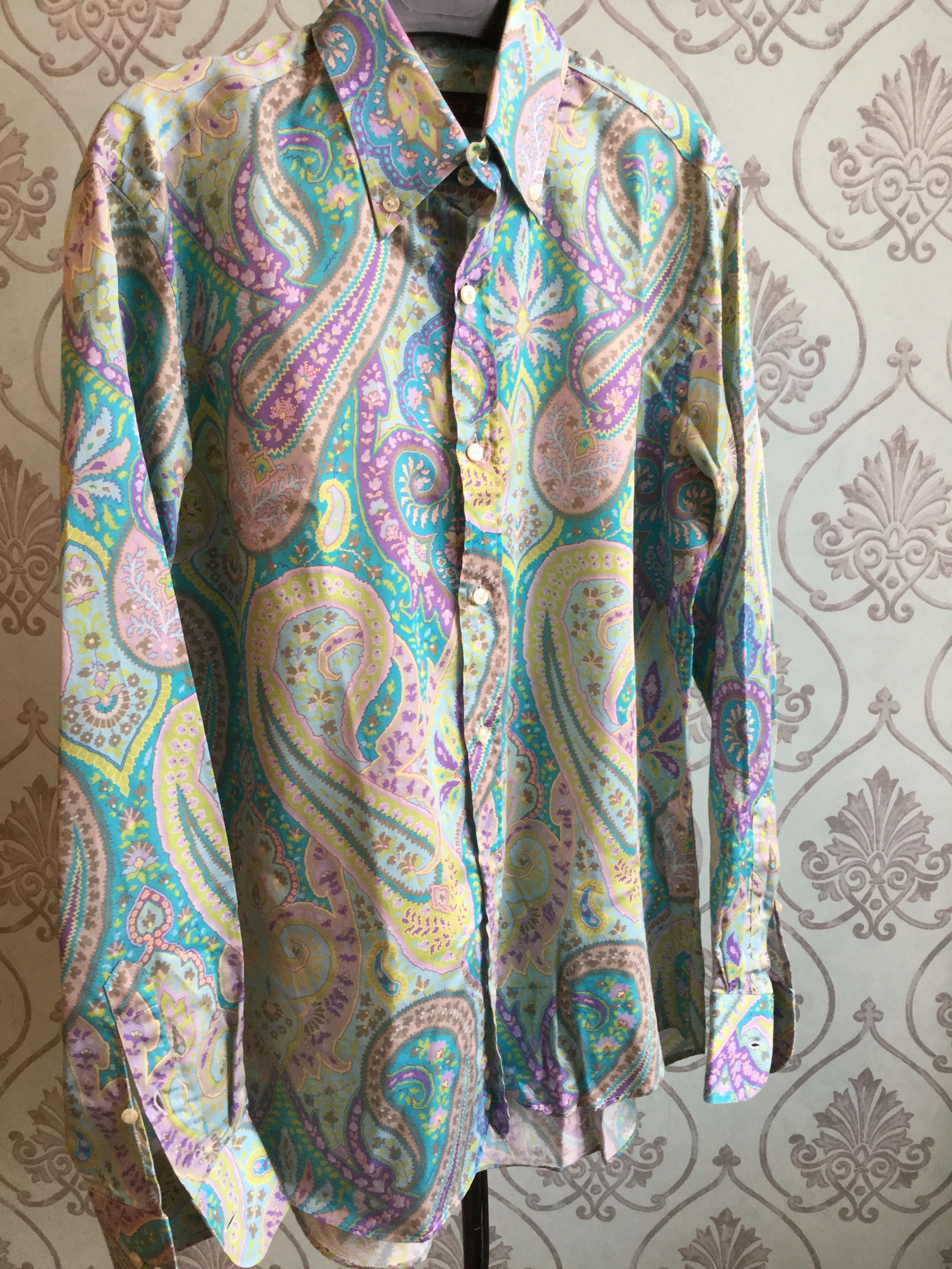 Image of Etro Grail! Silk Paisley Shirt.like Gucci Or Dior, Men's (Size Small)