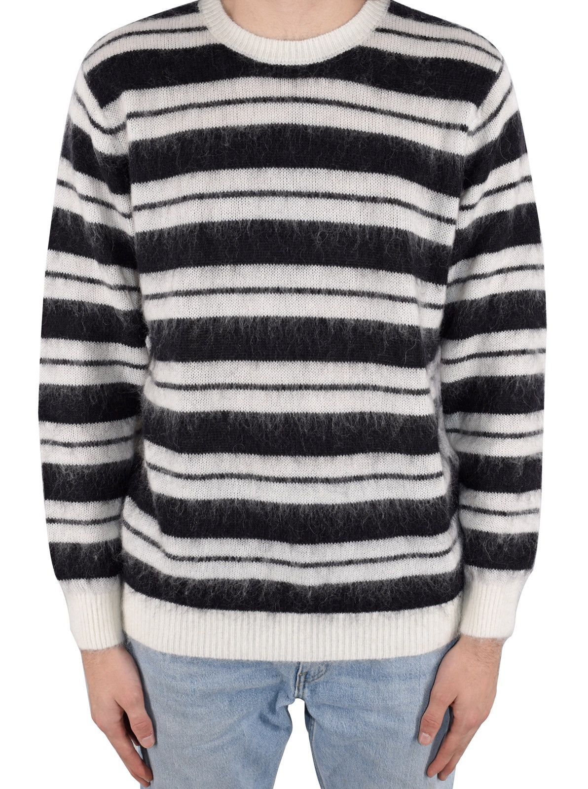 Vintage Striped Mohair Knit Sweater Black/White Size US S / EU 44-46 / 1 - 1 Thumbnail