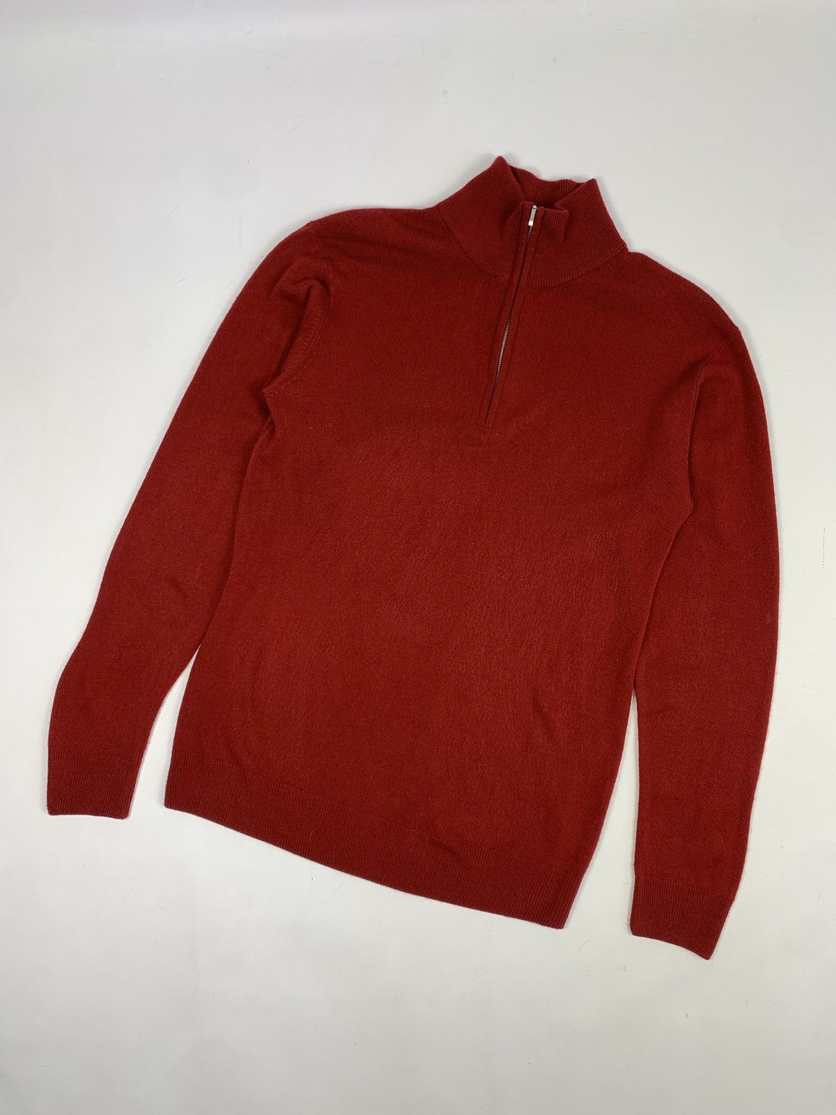 image of Comme Ca Ism Men’S 1/4 Zip Wool Japan Sweater Pullover in Red, Men's (Size Large)