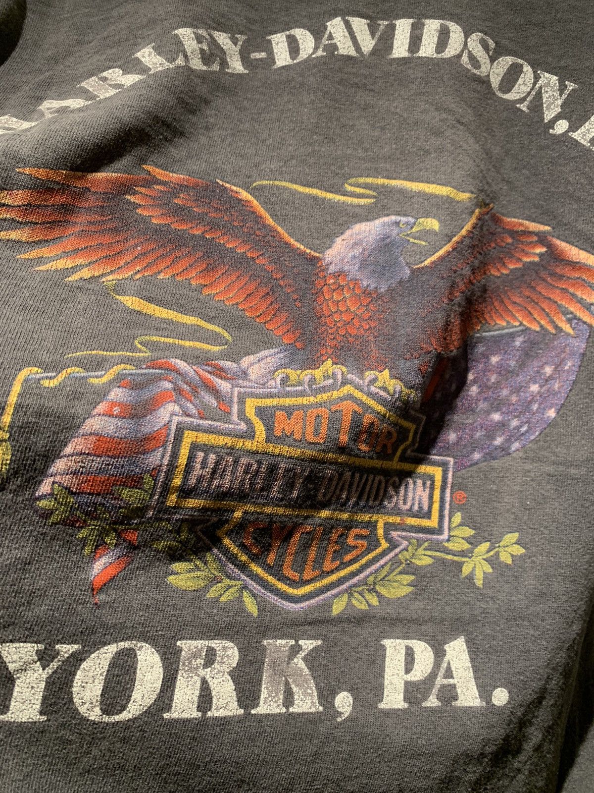 Harley Davidson × Vintage *RARE* Vintage 1991 3D Emblem Harley Davidson York PA Shirt Size US XL / EU 56 / 4 - 6 Thumbnail