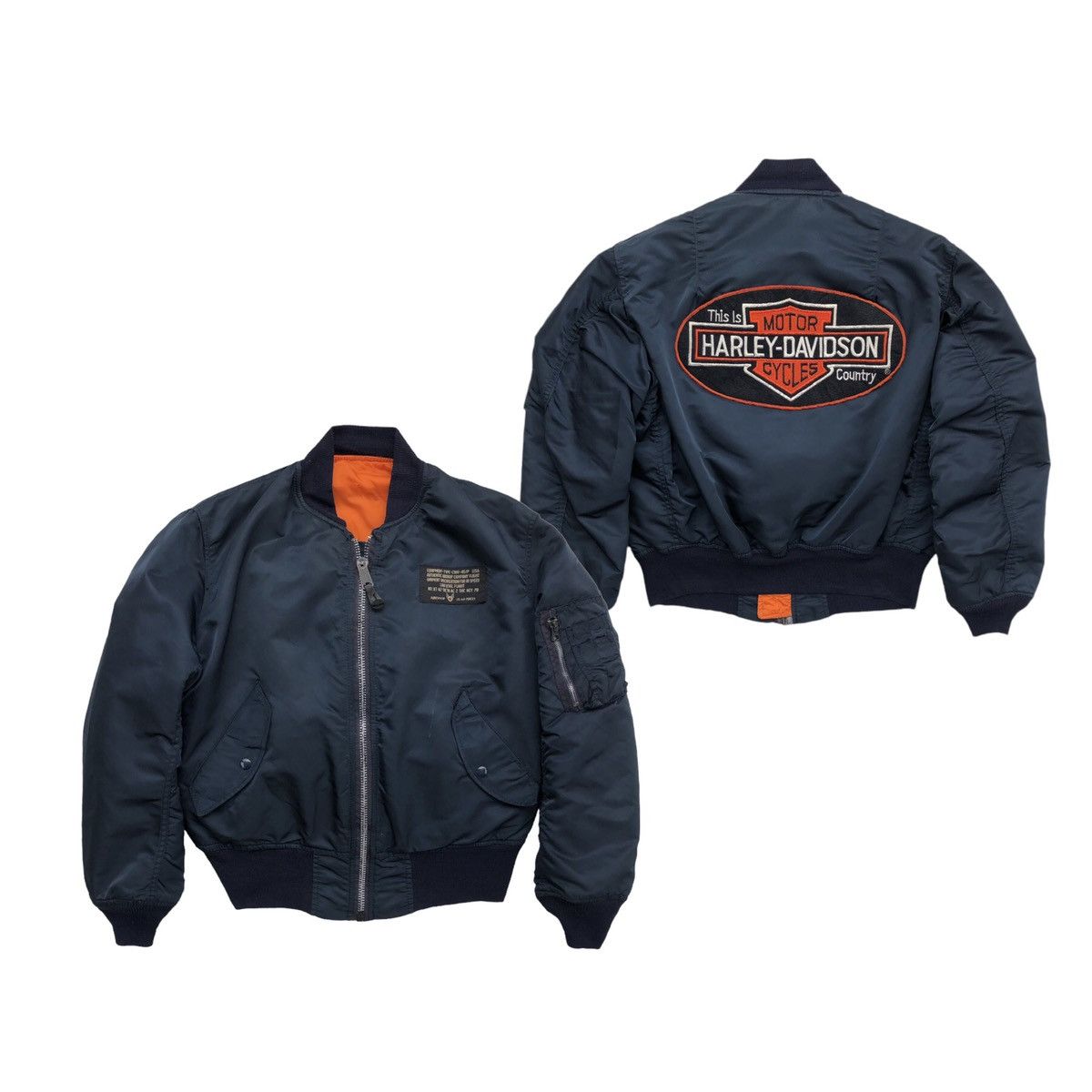 Alpha Industries Vtg Alpha MA-1 Custom Harley Davidson Patched Bomber Jacket Size US M / EU 48-50 / 2 - 9 Thumbnail