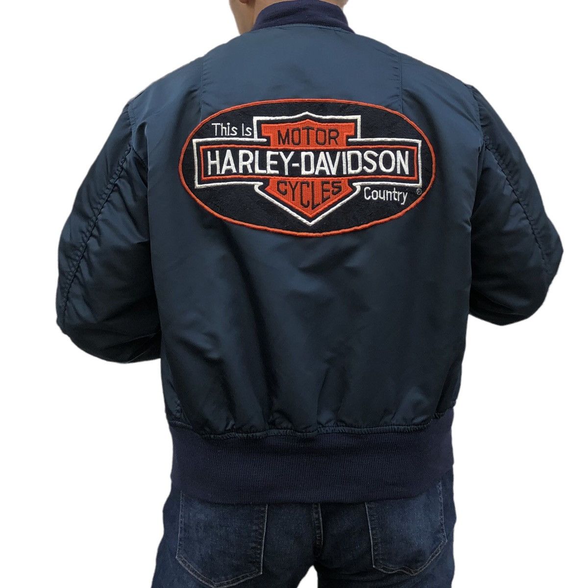 Alpha Industries Vtg Alpha MA-1 Custom Harley Davidson Patched Bomber Jacket Size US M / EU 48-50 / 2 - 5 Thumbnail