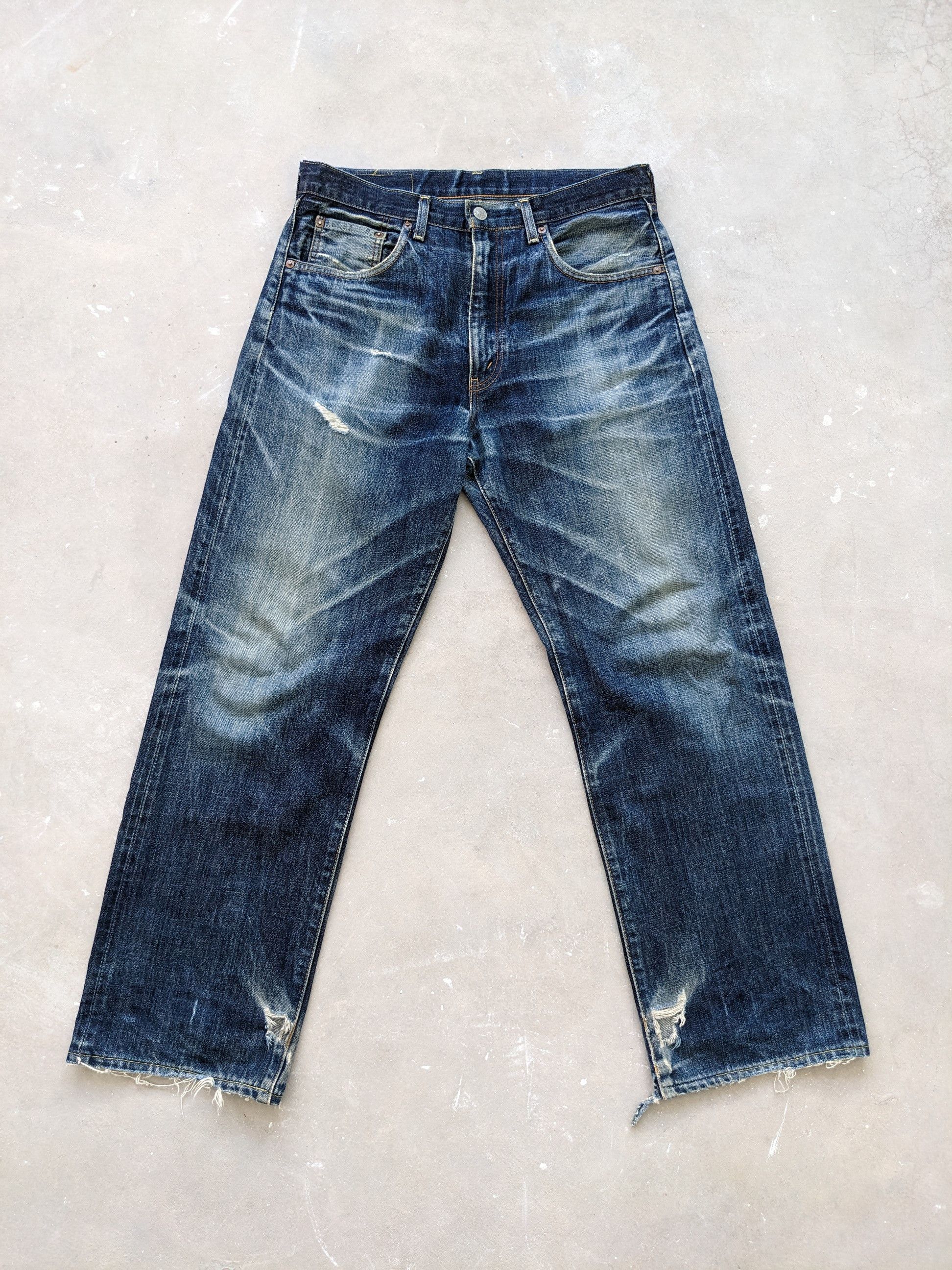 Pre-owned Levi's Vintage Levis 502 Xx Big E Selvedge Distressed Style In Blue