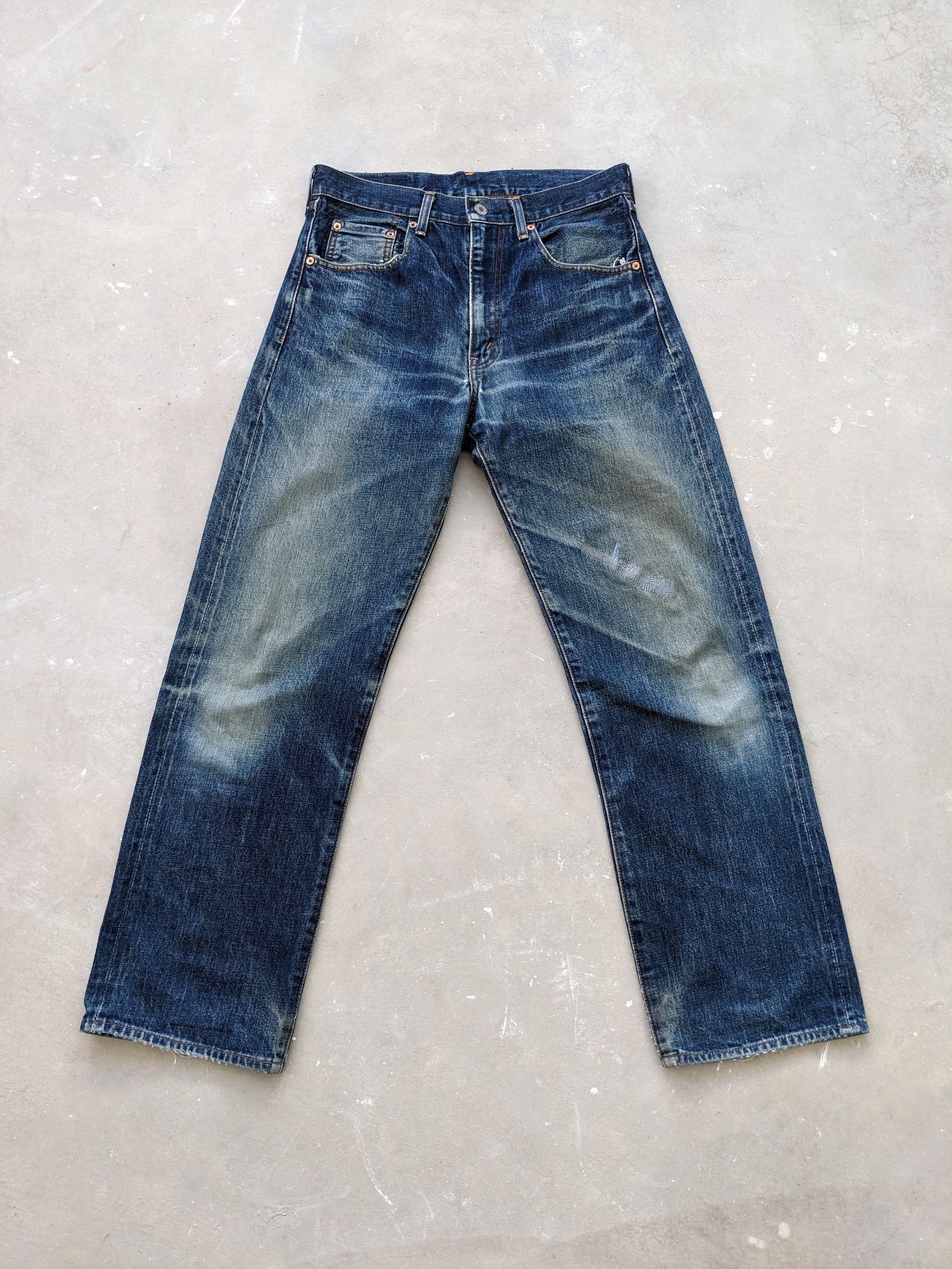 Vintage Levis 502 Big E Selvedge Distressed Style Denim