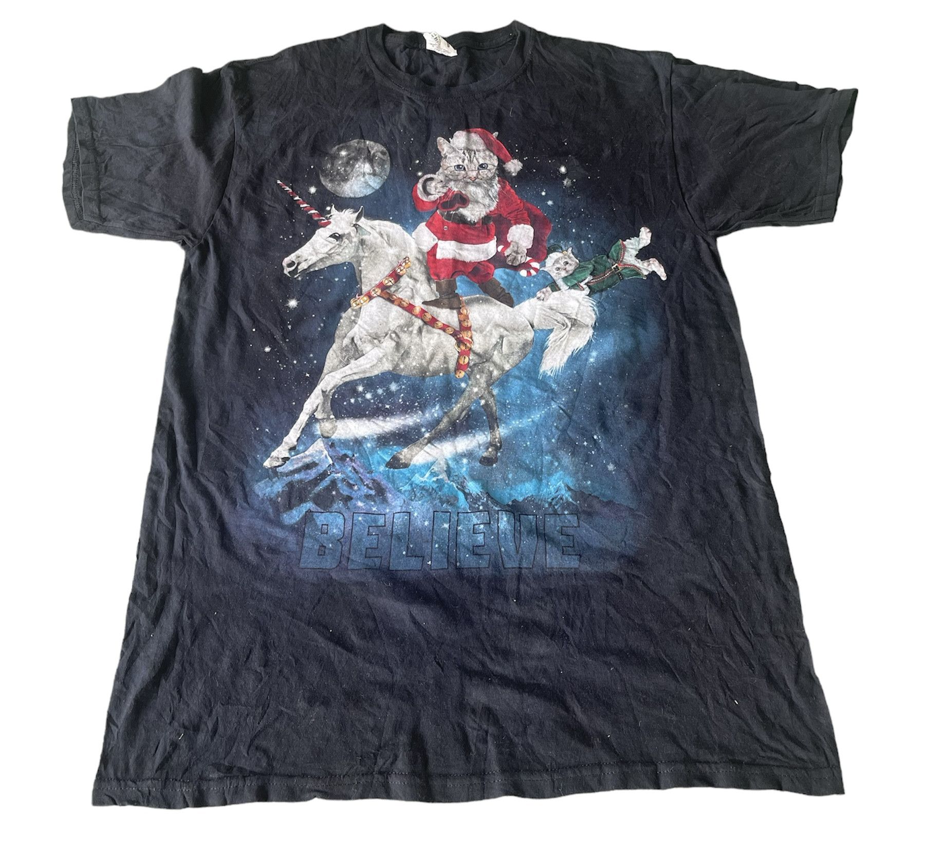 image of Animal Tee x Art Vintage Believe Tee Shirt Animal Cotton in Black, Men's (Size Medium)