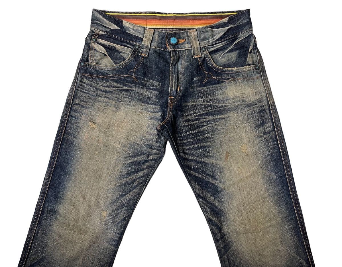 Japanese Brand Edwin Thrashed Flared Rusty Denim Pants Size US 31 - 8 Thumbnail