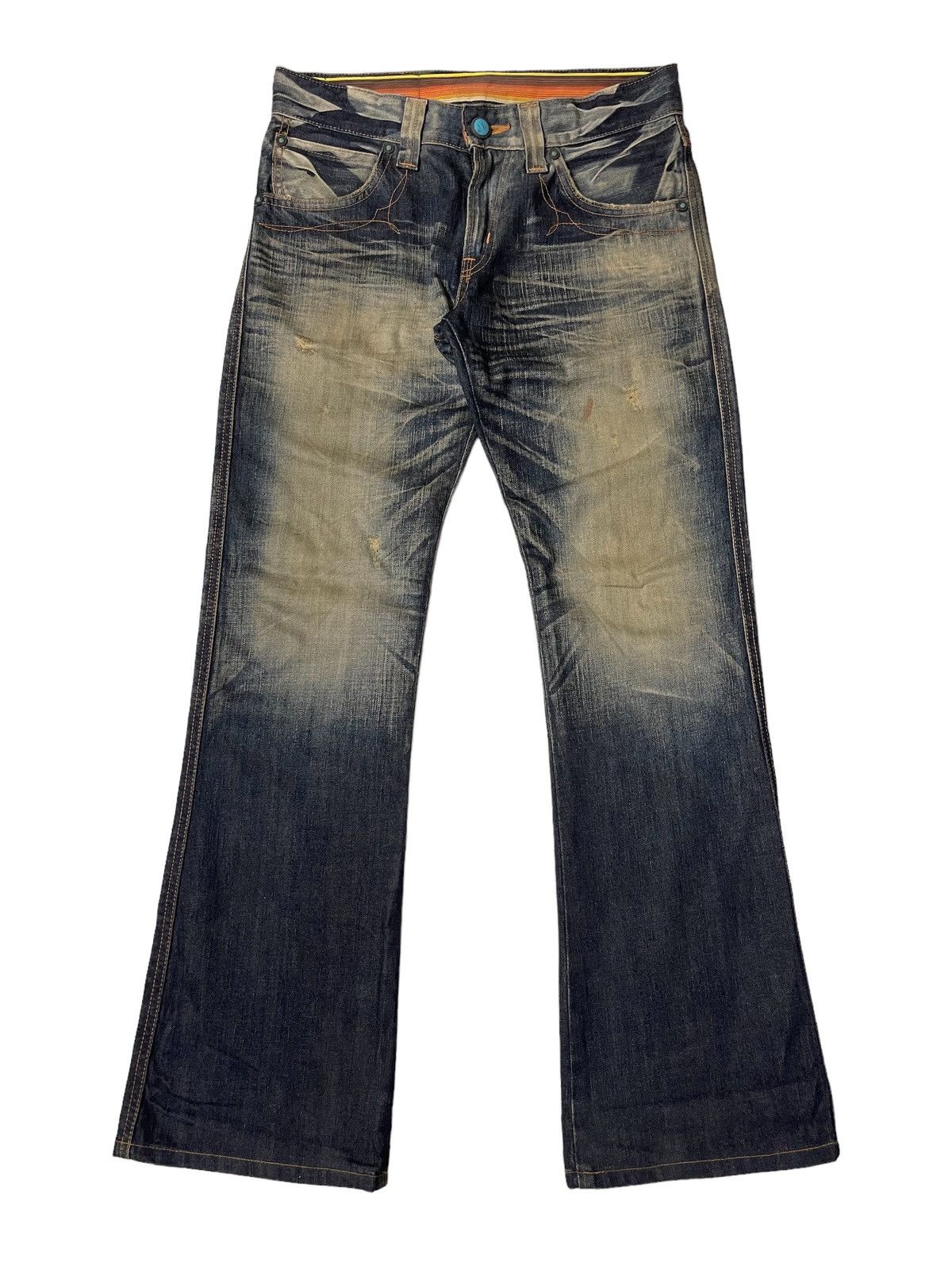 image of Avant Garde Edwin Thrashed Flared Rusty Denim Pants, Men's (Size 31)