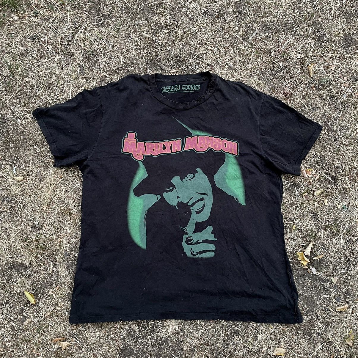 Vintage Vintage Y2K Marilyn Manson Band Tee Faded Black Graphic L Size US L / EU 52-54 / 3 - 1 Thumbnail