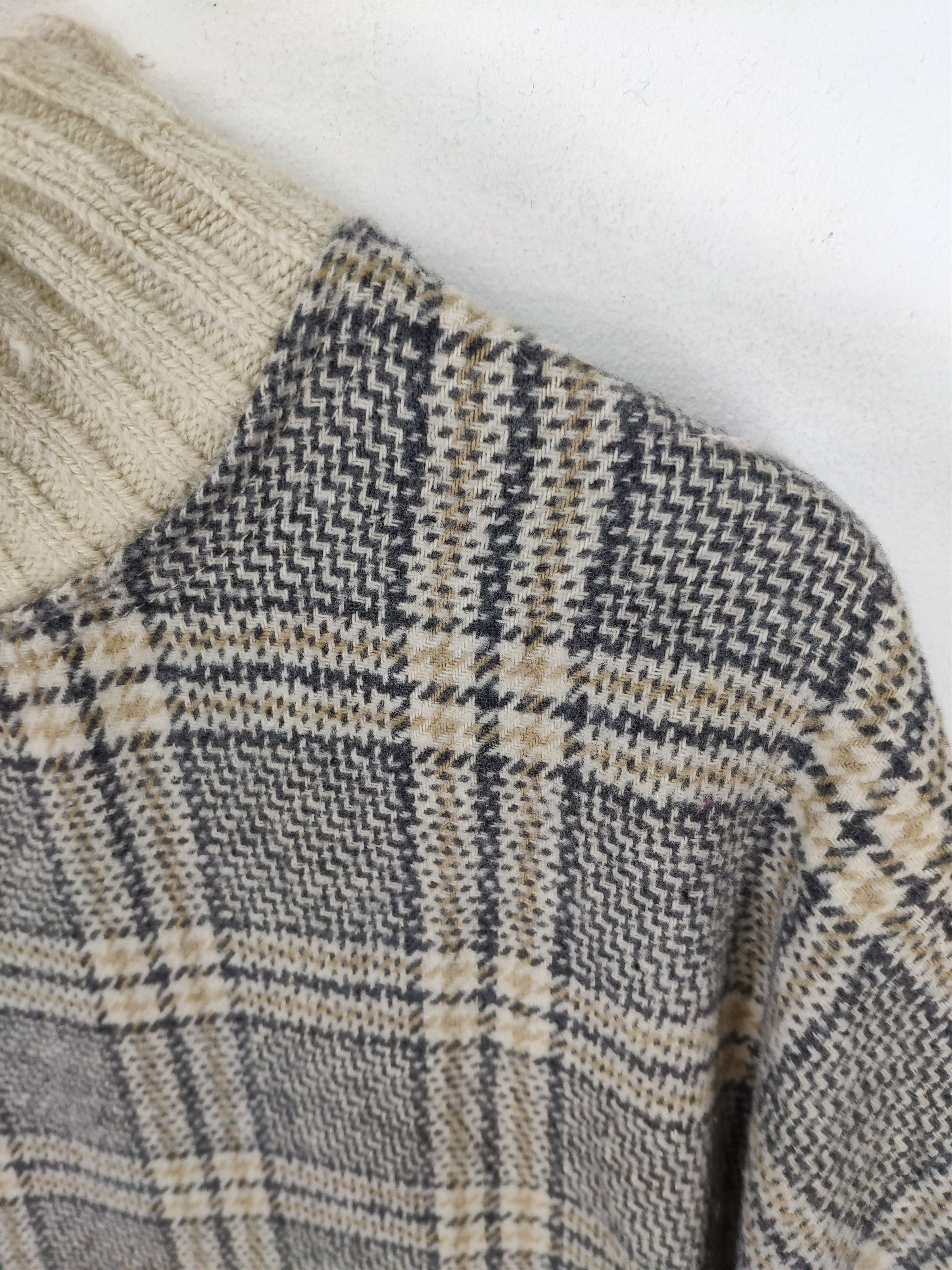 Aran Isles Knitwear × Japanese Brand × Vintage Vintage Wool Knit Sweater Checkered Issey Miyake Style Size L / US 10 / IT 46 - 7 Thumbnail