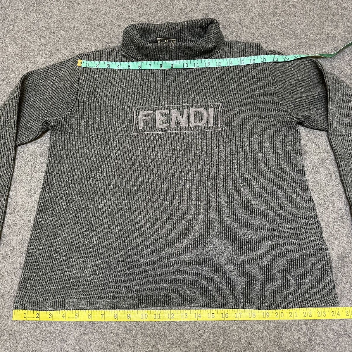 Fendi Vintage 90s🔥FENDI🔥Embroidered Logo Turtle Neck L/S Tee Size US M / EU 48-50 / 2 - 13 Thumbnail