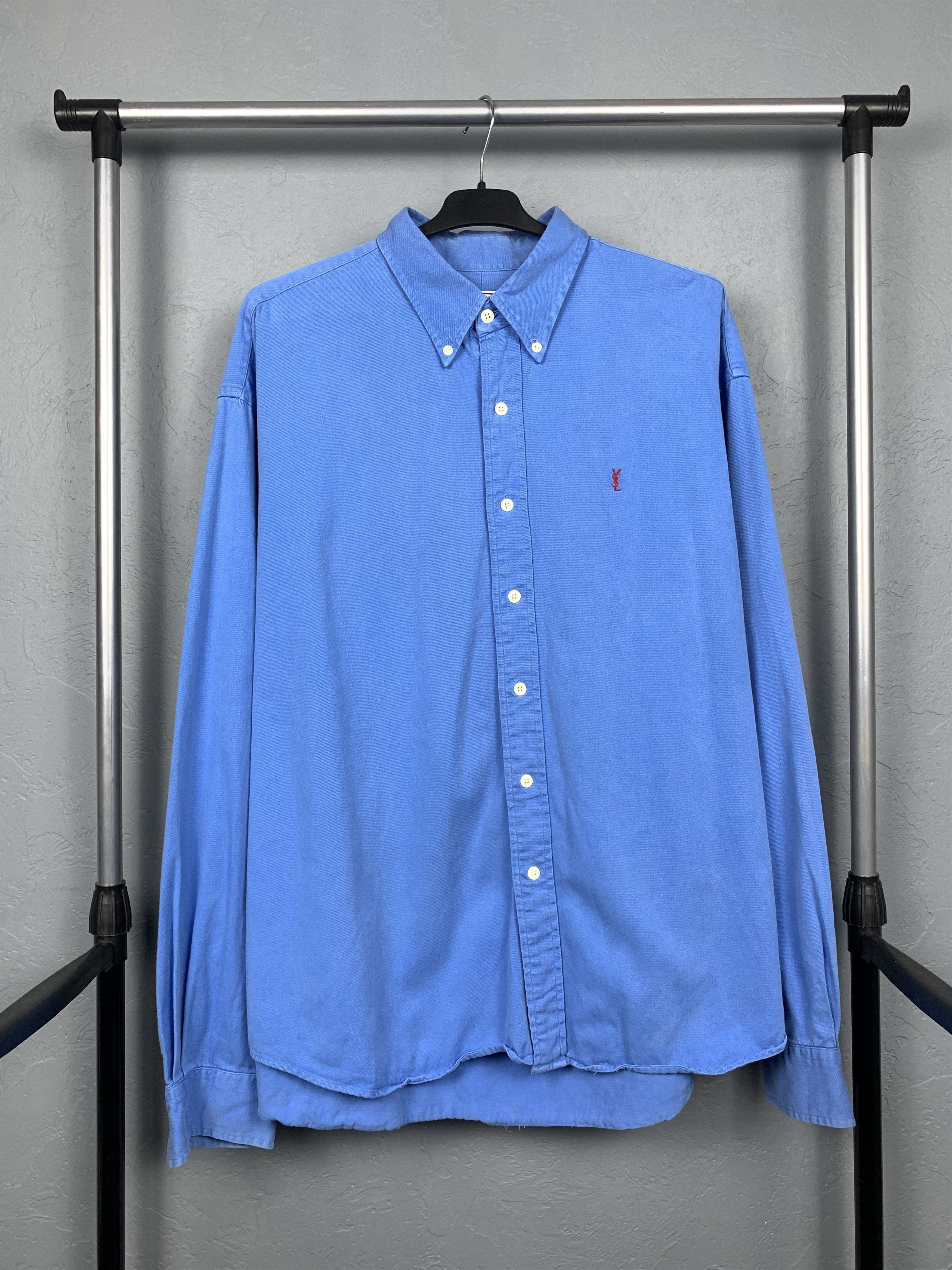 Yves Saint Laurent YSL Mens Cotton Flannel Shirt