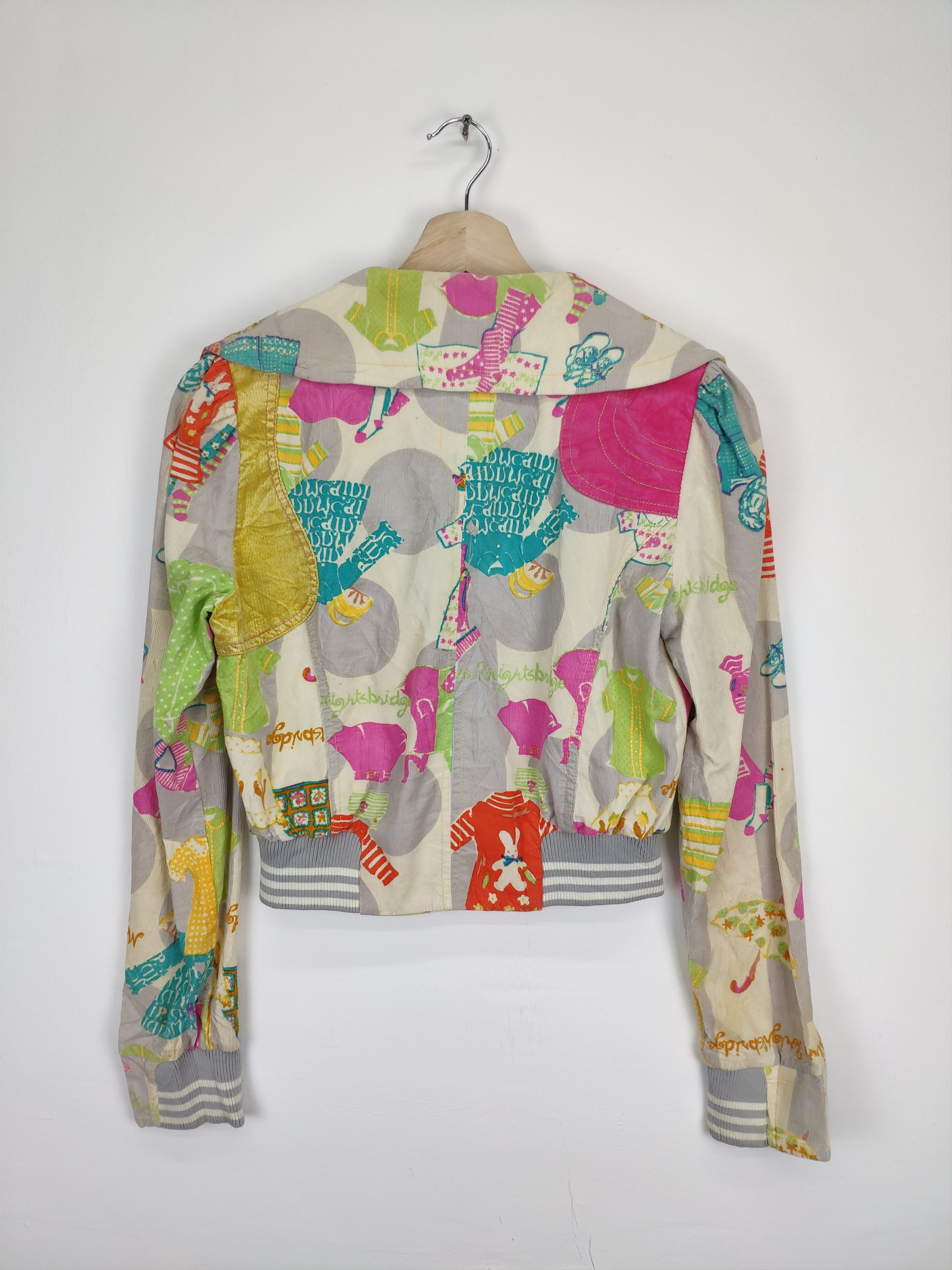 Designer × Japanese Brand Inspired Kapital Cropped Jacket Corduroy Patchwork Printed Size XS / US 0-2 / IT 36-38 - 14 Thumbnail