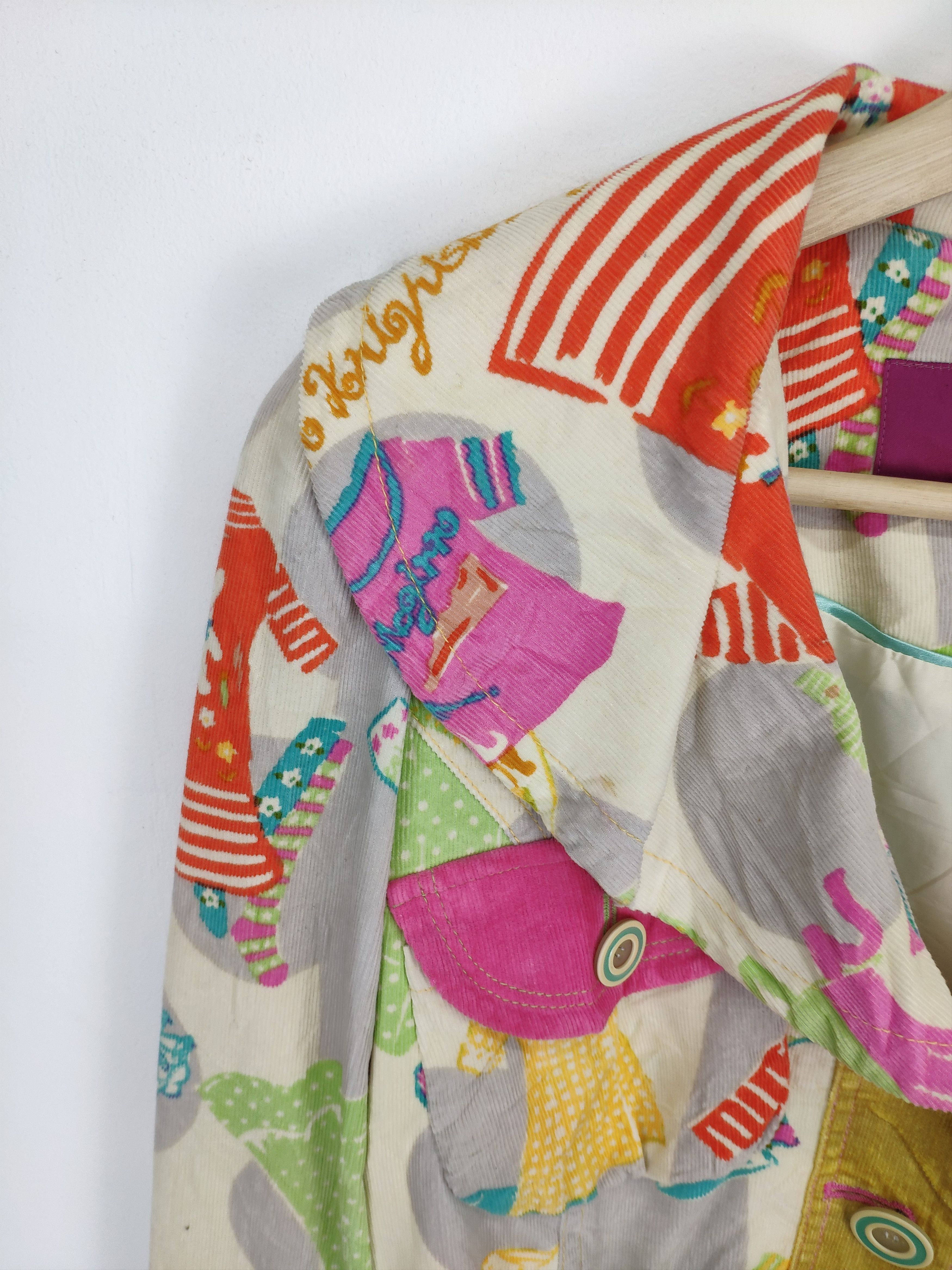 Designer × Japanese Brand Inspired Kapital Cropped Jacket Corduroy Patchwork Printed Size XS / US 0-2 / IT 36-38 - 8 Thumbnail