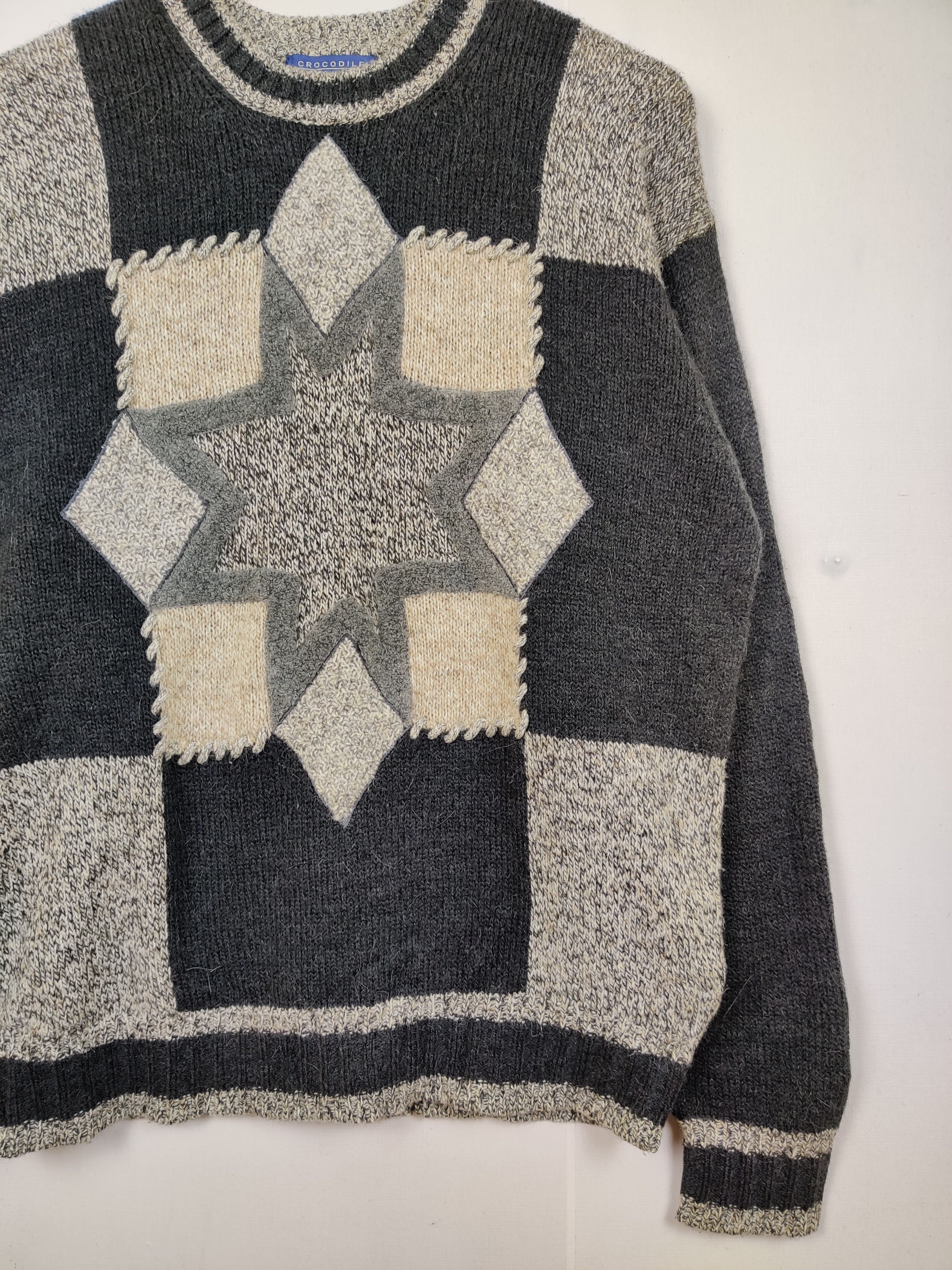 Vintage Vintage Crocodile Checkered Knit Sweater Nice Design Size US L / EU 52-54 / 3 - 3 Thumbnail