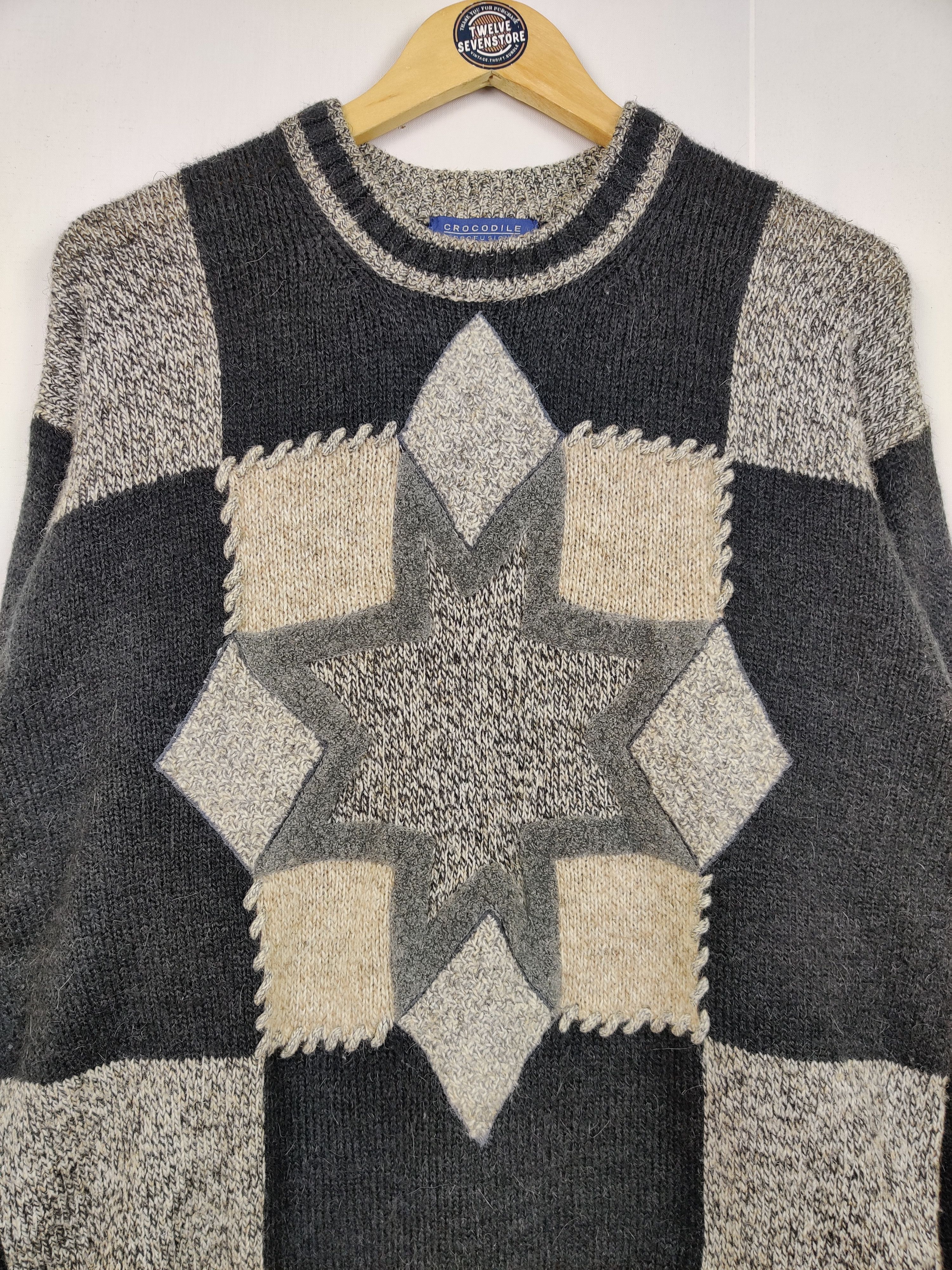 Vintage Vintage Crocodile Checkered Knit Sweater Nice Design Size US L / EU 52-54 / 3 - 4 Thumbnail