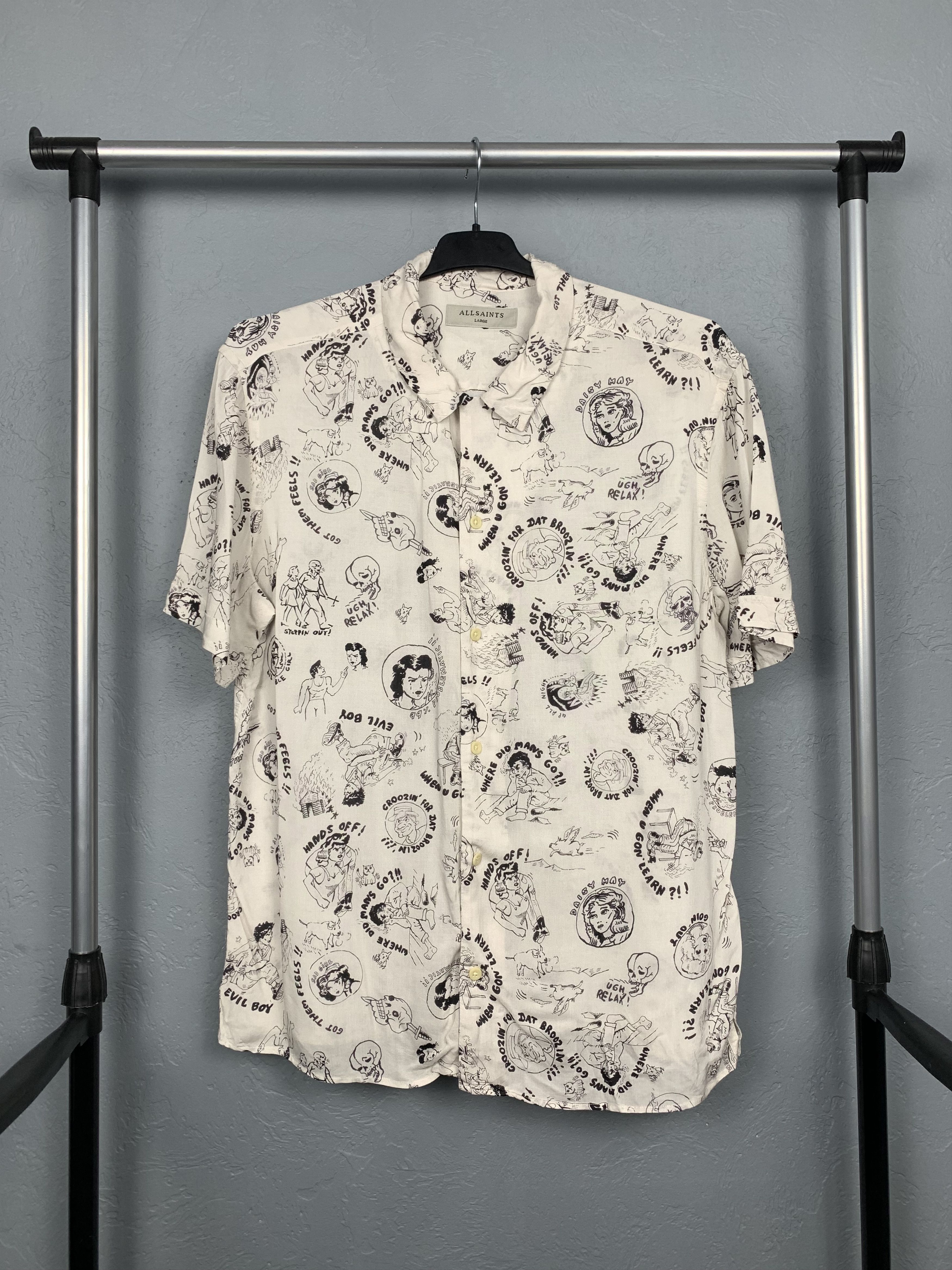 Allsaints Allsaints Mens Feels Hawaiian Shirt Full Printed Size US L / EU 52-54 / 3 - 1 Thumbnail