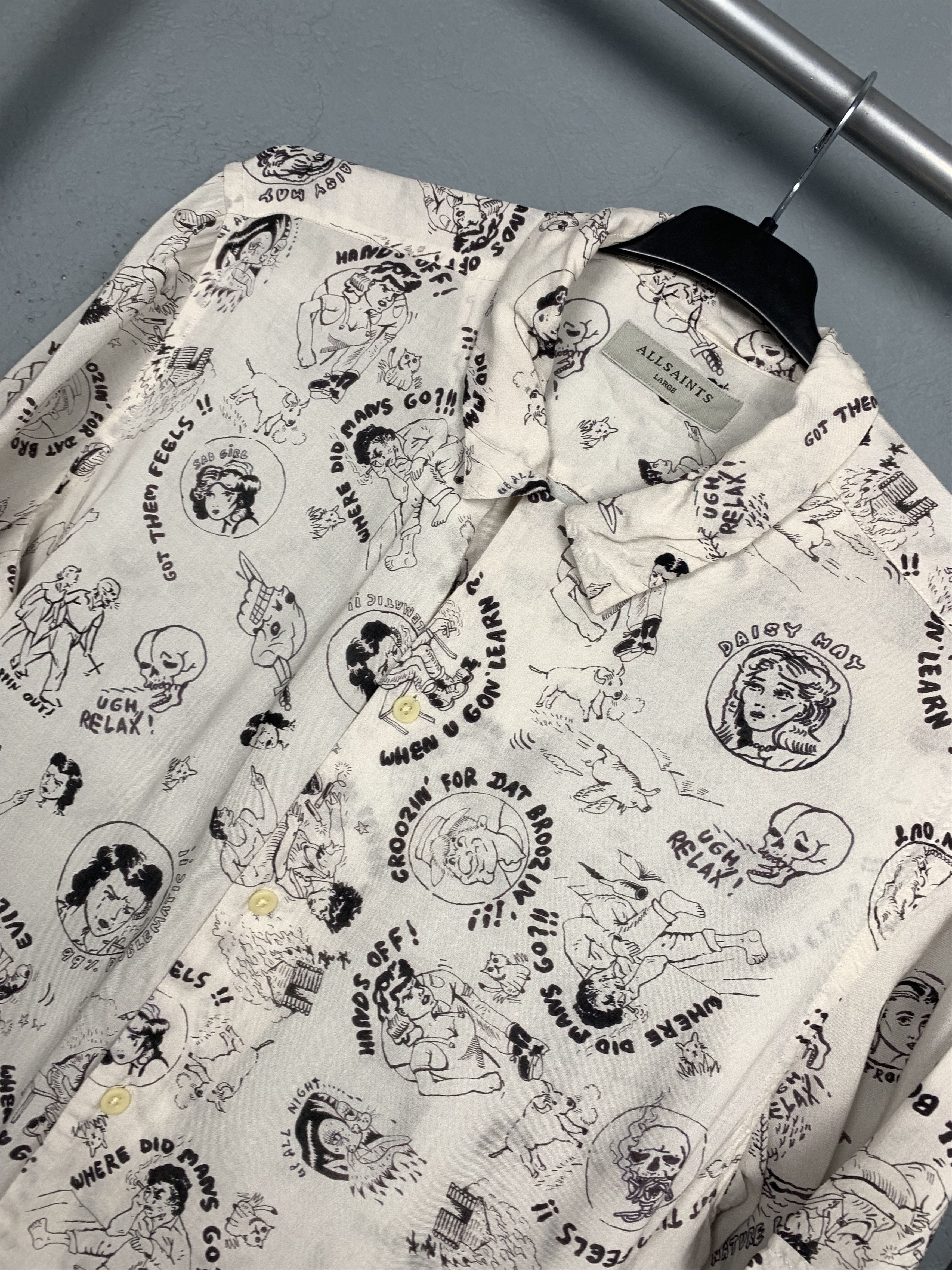 Allsaints Allsaints Mens Feels Hawaiian Shirt Full Printed Size US L / EU 52-54 / 3 - 2 Thumbnail
