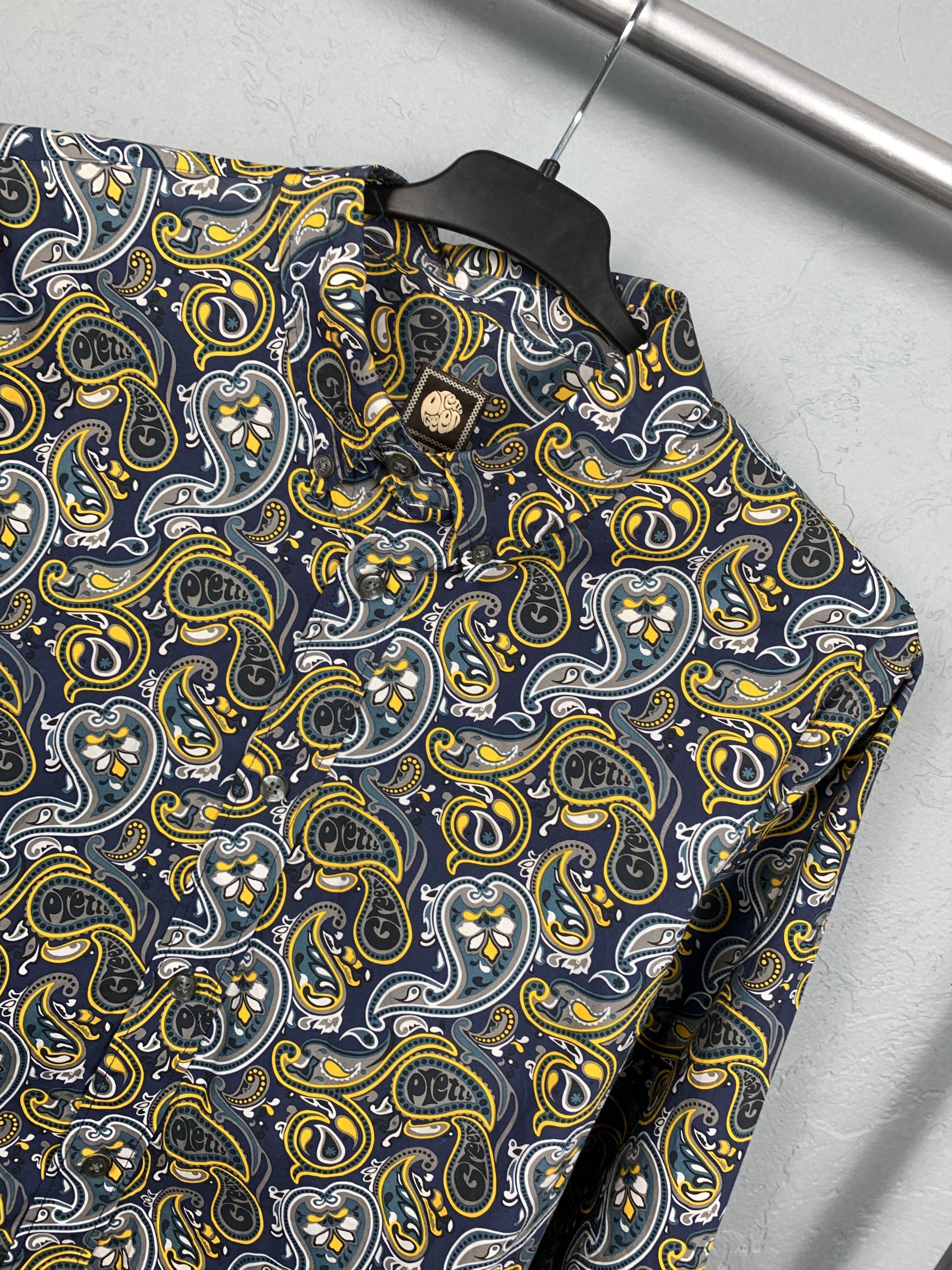 Pretty Green Pretty Green Mens Paisley Patterned Long Sleeve Shirt Size US M / EU 48-50 / 2 - 2 Thumbnail