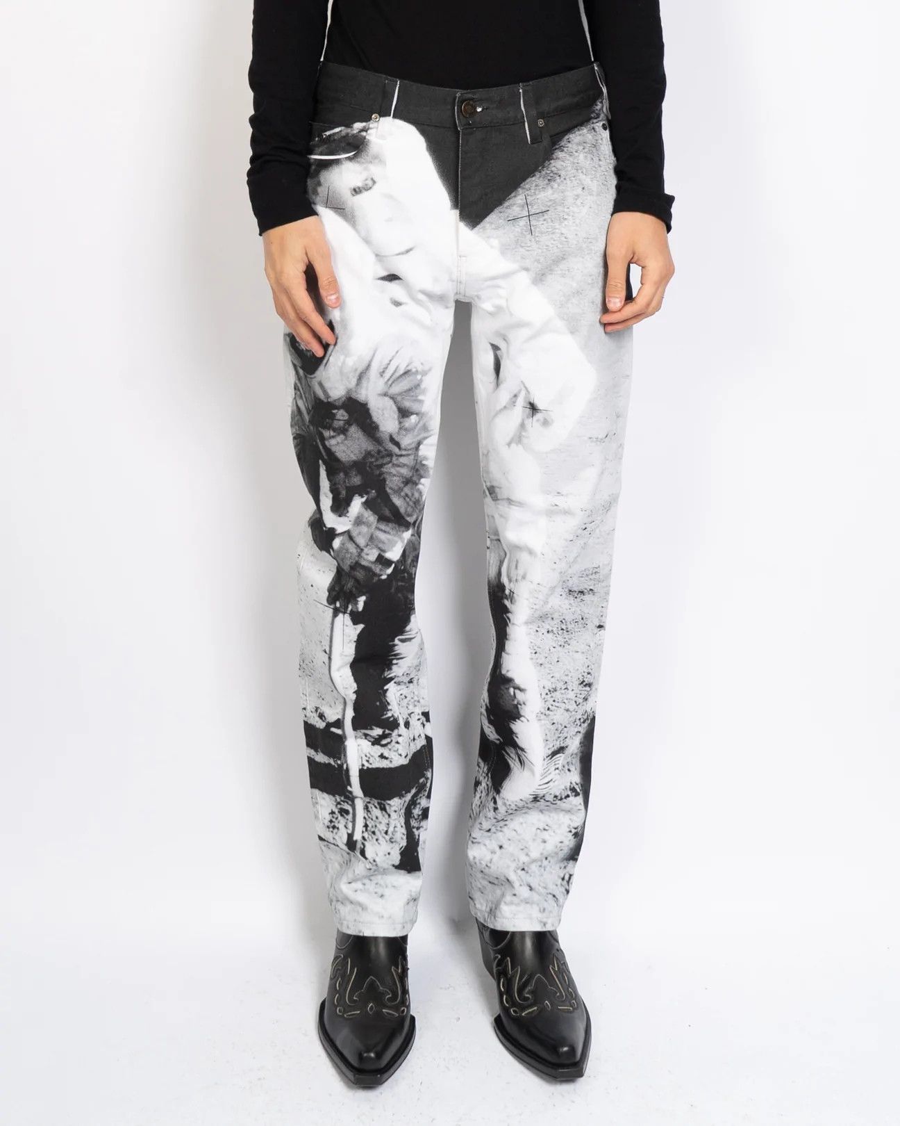 image of Calvin Klein 205W39Nyc x Raf Simons Moon Landing Denim in White, Men's (Size 30)