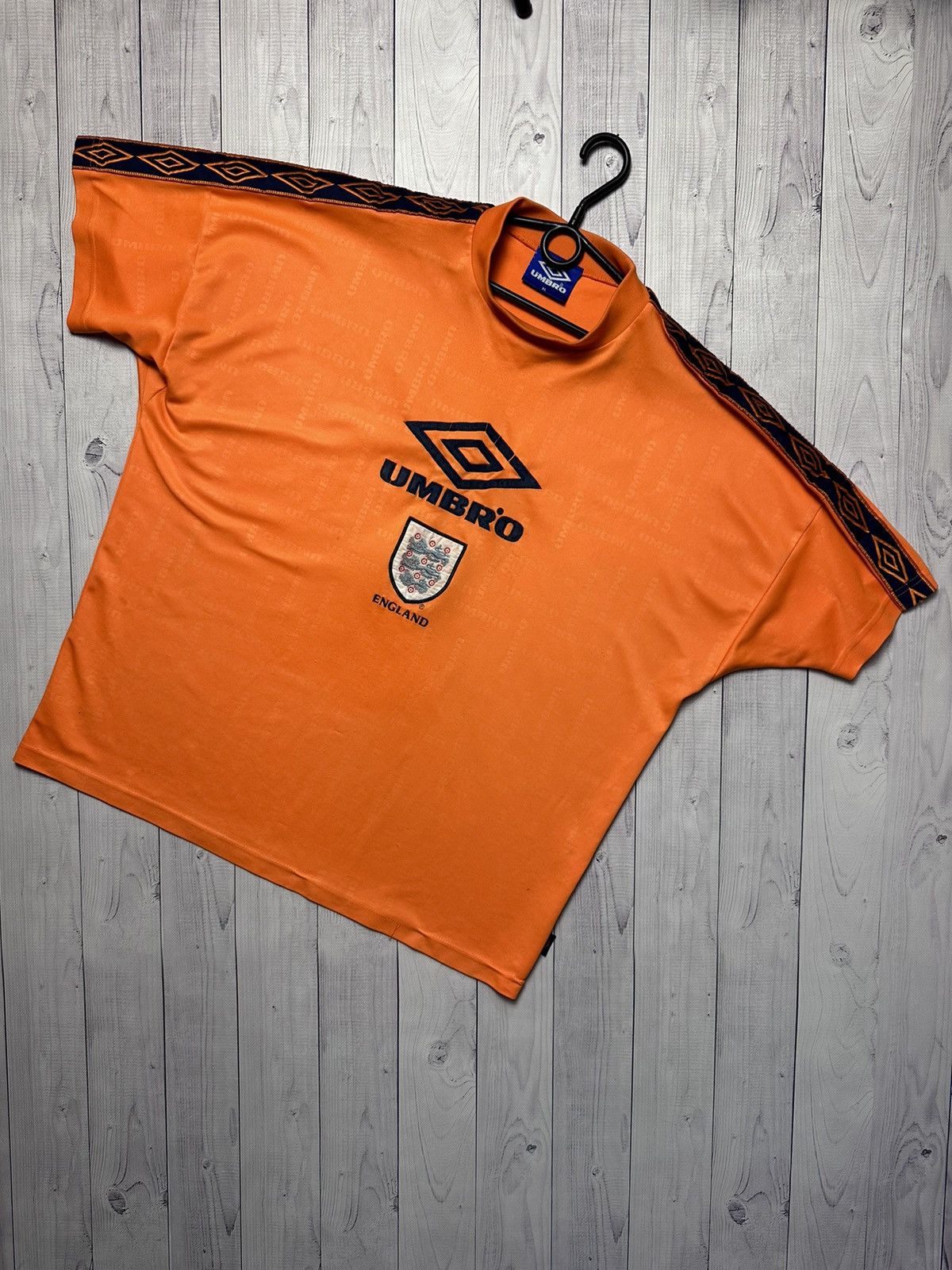 Vintage Vintage England Umbro soccer jersey big logo orange rare XL ...