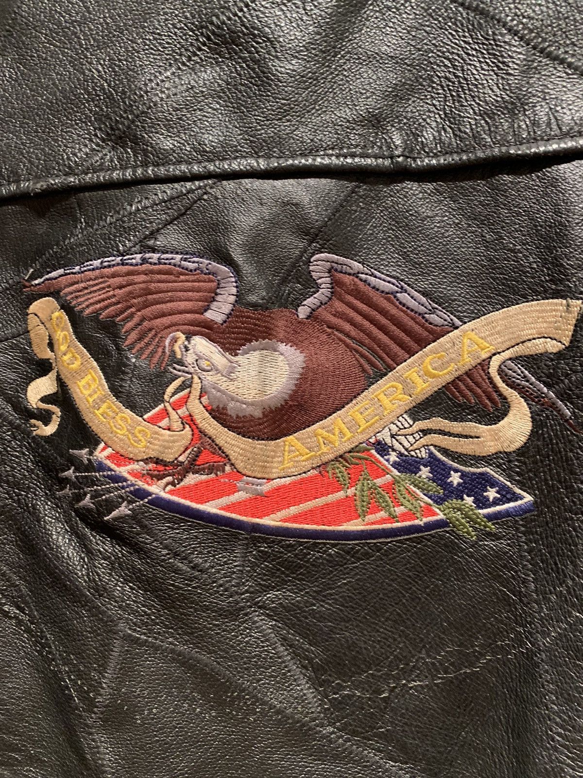 Leather *RARE* Vintage God Bless America Leather Distressed Jacket M Size US M / EU 48-50 / 2 - 4 Thumbnail