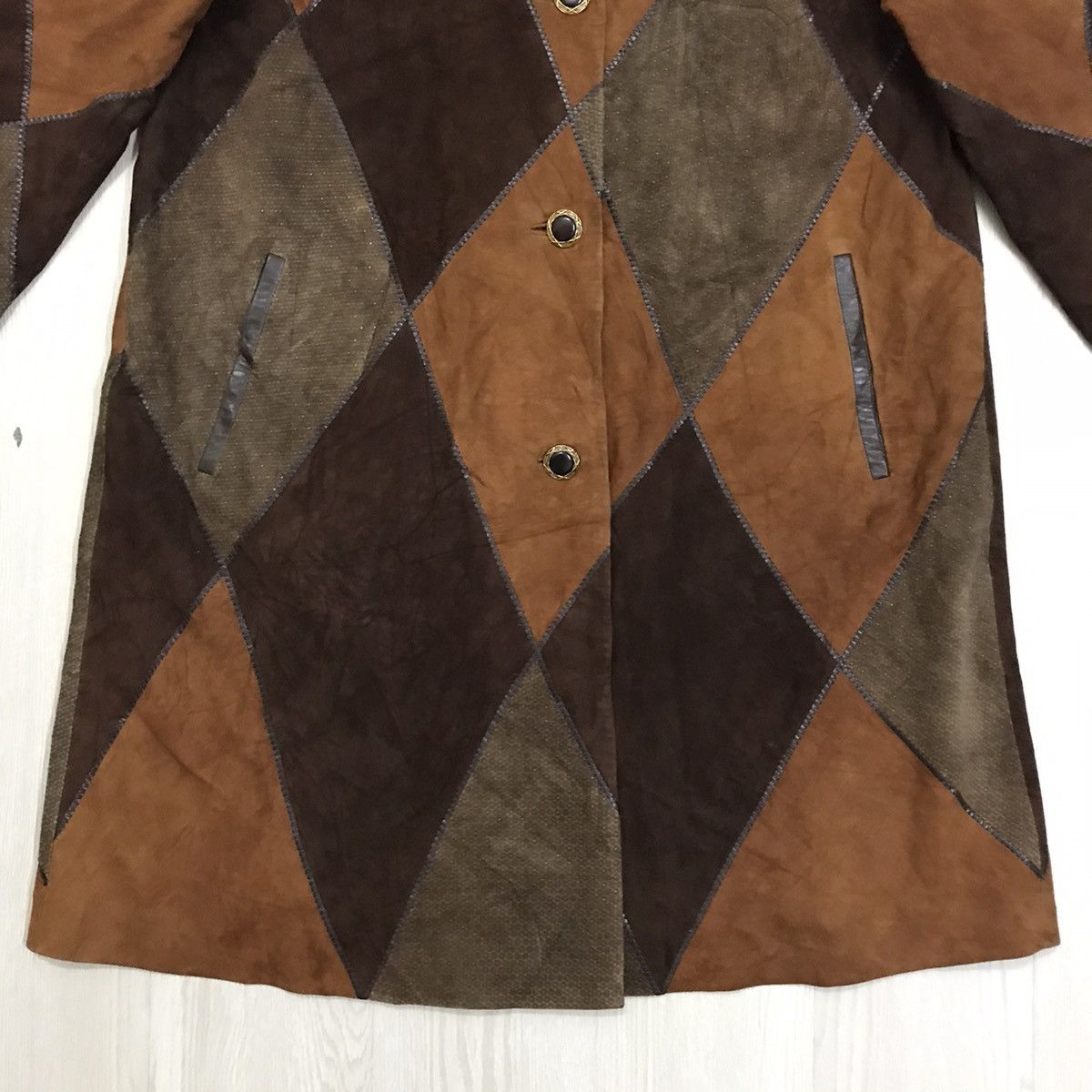 Japanese Brand × Vintage 💥RARE💥 Vintage Patchwork Leather Jacket Long Jacket Size US M / EU 48-50 / 2 - 4 Thumbnail