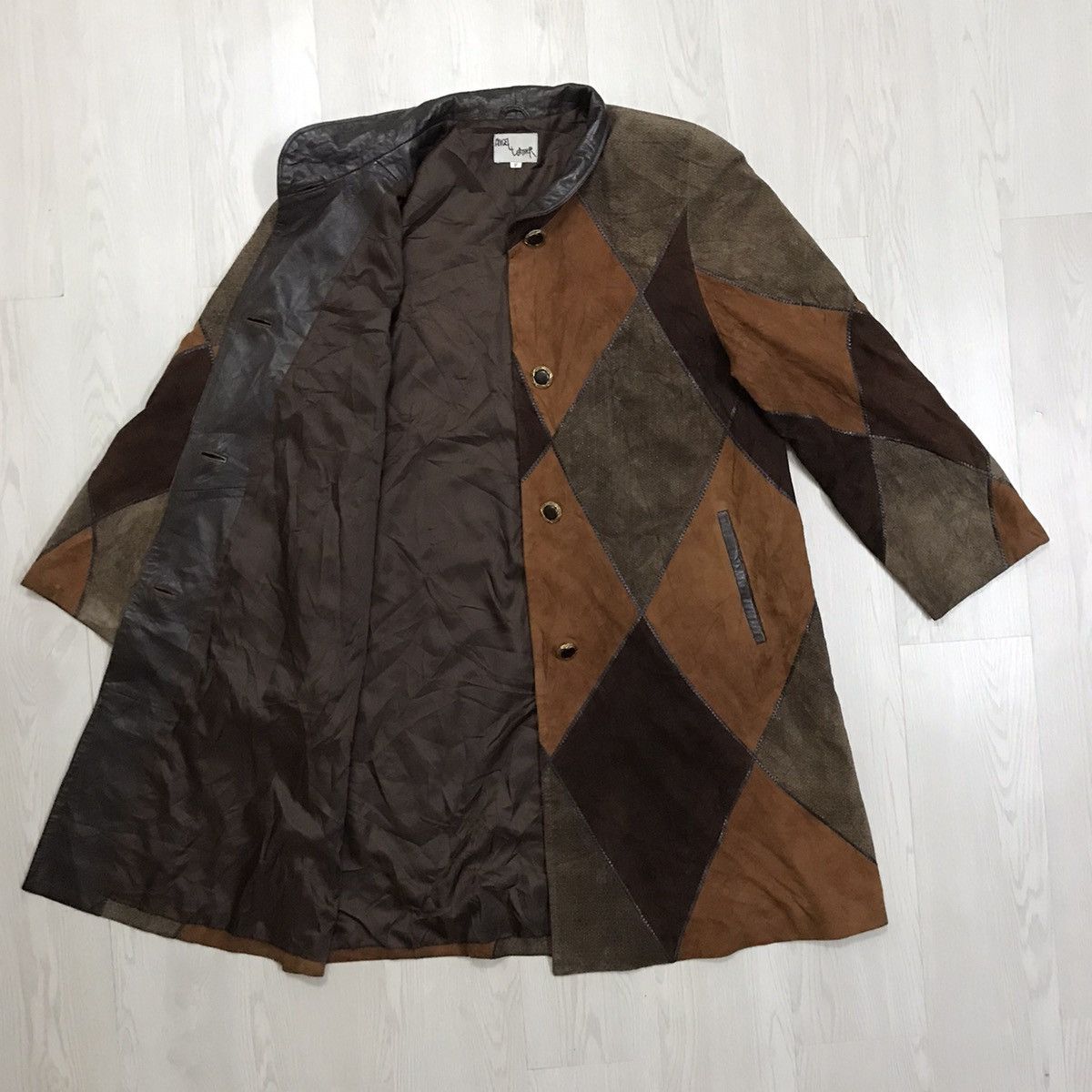 Japanese Brand × Vintage 💥RARE💥 Vintage Patchwork Leather Jacket Long Jacket Size US M / EU 48-50 / 2 - 2 Thumbnail