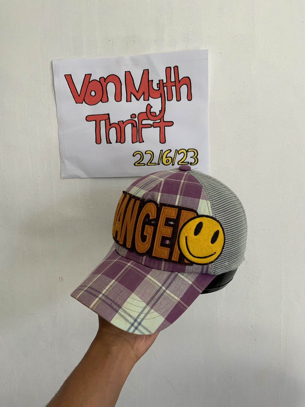 If Six Was Nine Danger Smiley Striped Trucker Hat Size ONE SIZE - 2 Thumbnail