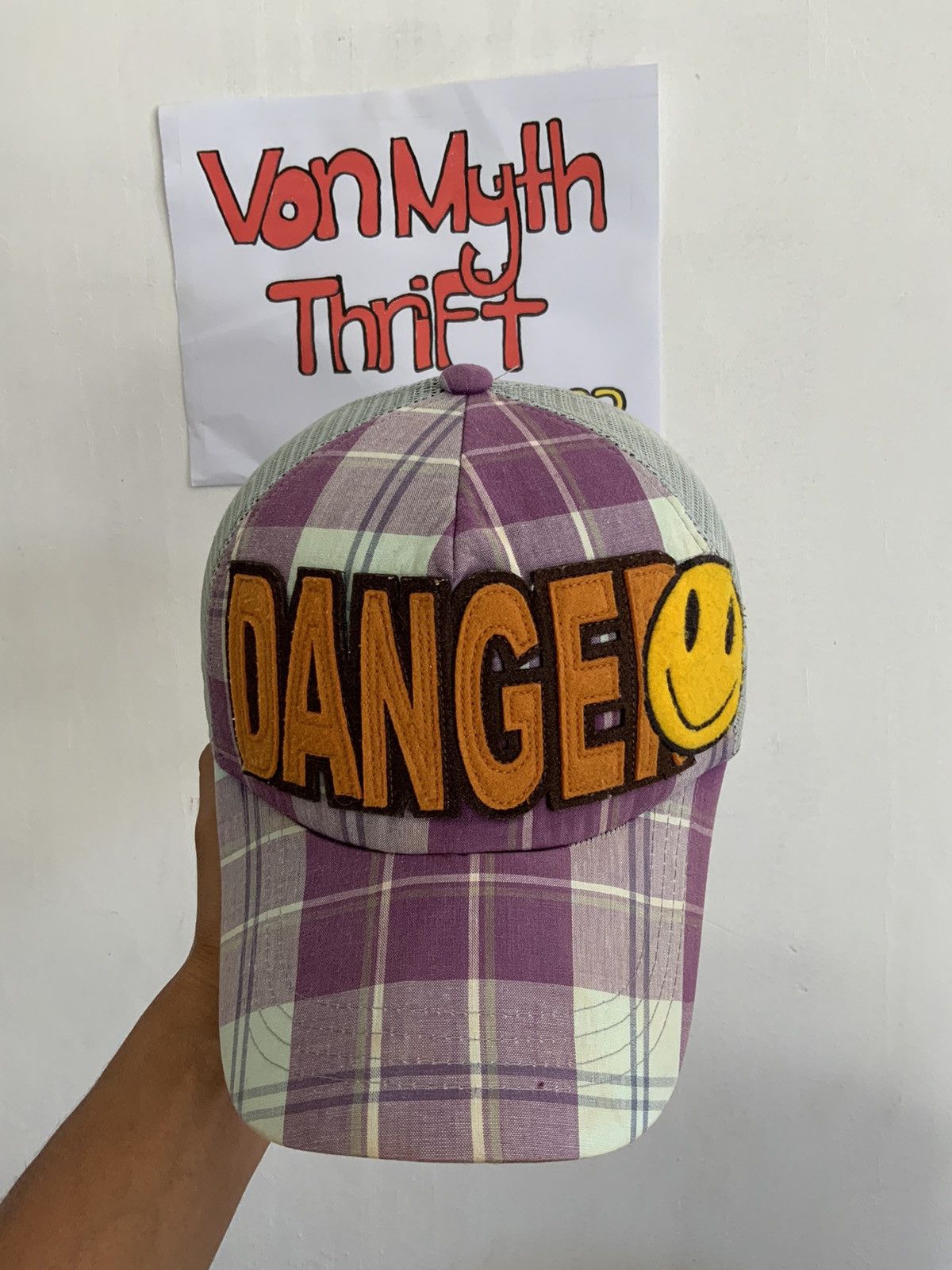 If Six Was Nine Danger Smiley Striped Trucker Hat Size ONE SIZE - 6 Thumbnail