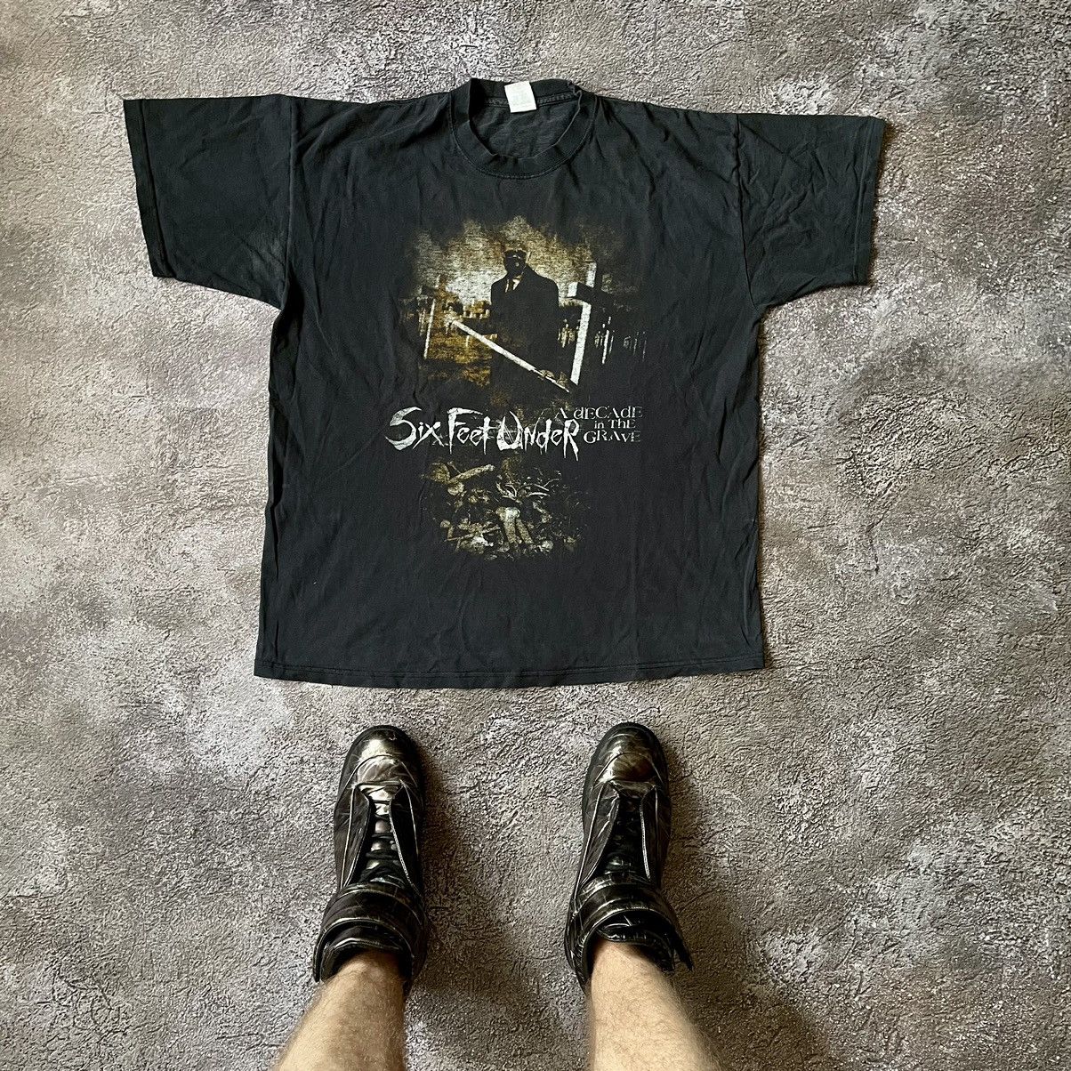 image of Band Tees x Vintage Y2K Six Feet Under Skulls Dead Face Horror Tee 90's in Black, Men's (Size XL)