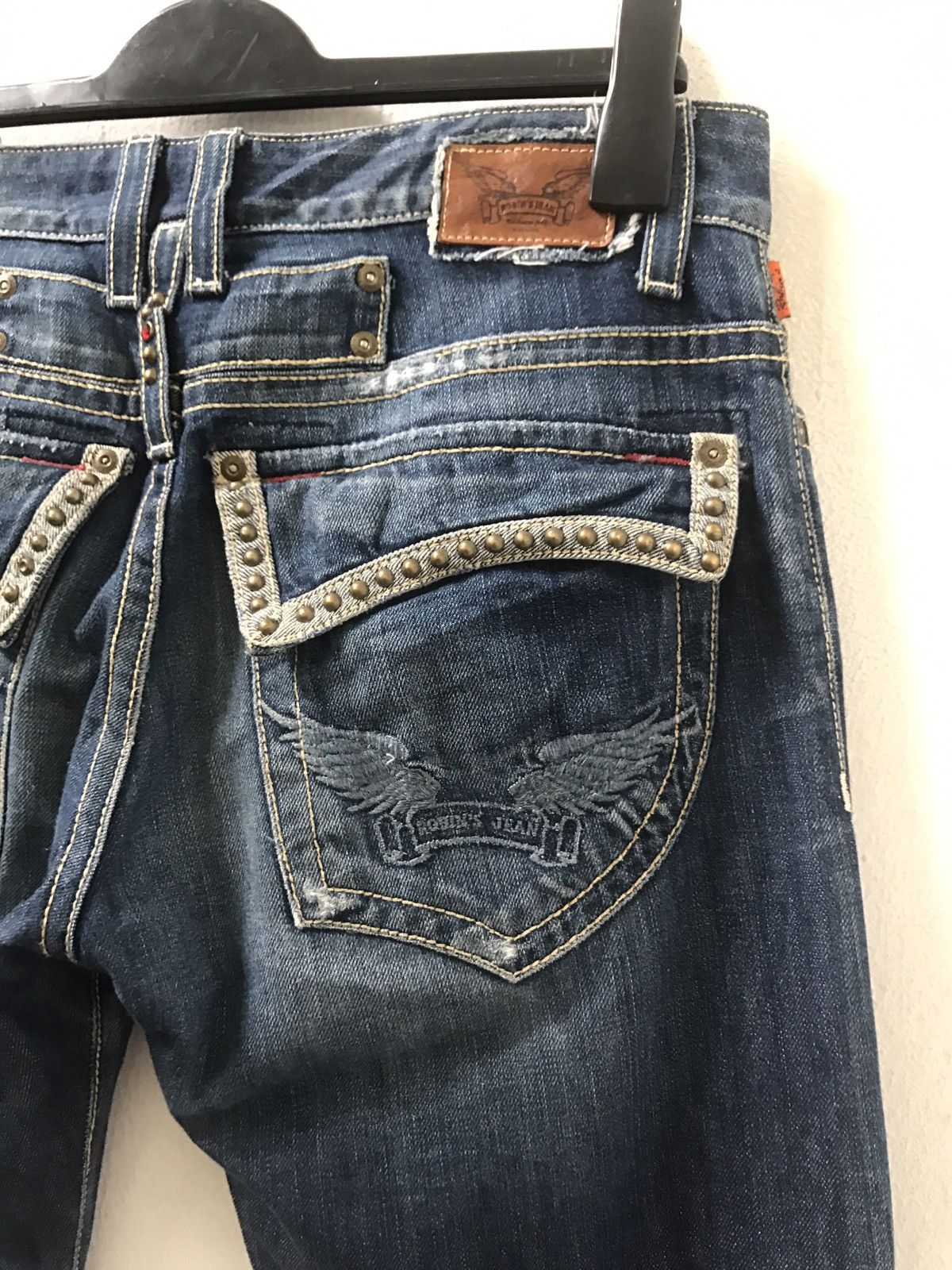 Robins Jeans Robin Jeans Biker Made in Usa Studded Flare Denim Pant Grailed