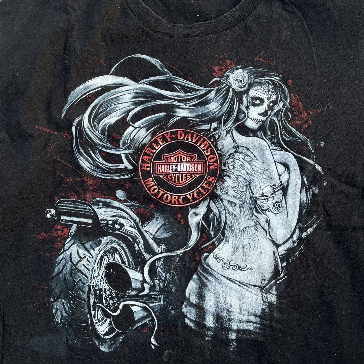 Harley Davidson Vintage 90s Faded Sexy Bebe Harley Davidson Tee Skulls 3D Size US L / EU 52-54 / 3 - 4 Thumbnail