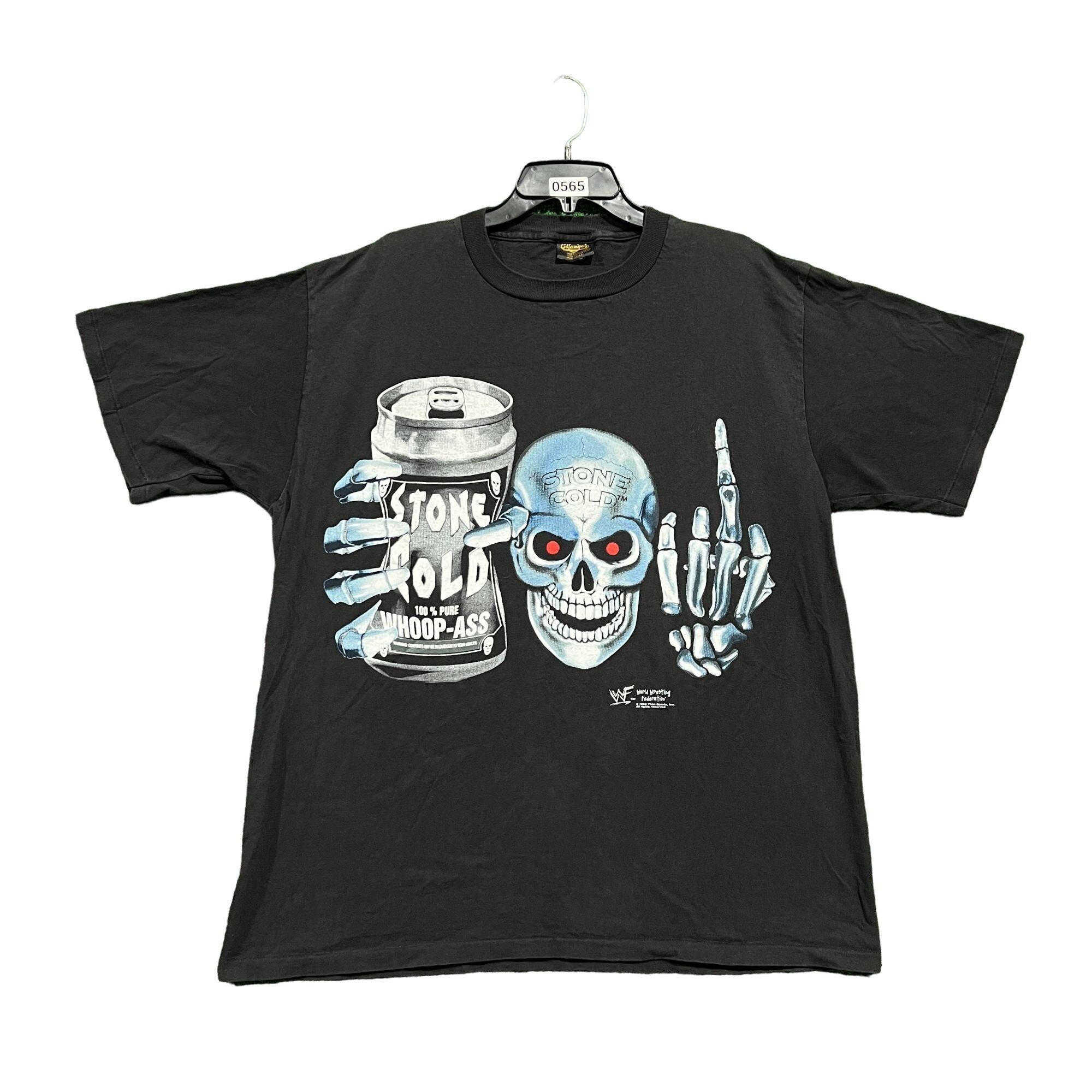 T-shirt Vintage WWF 1998 Stone Cold Kill Em All - Taille XL, Noir, Occasion Très Bon état, Années 90