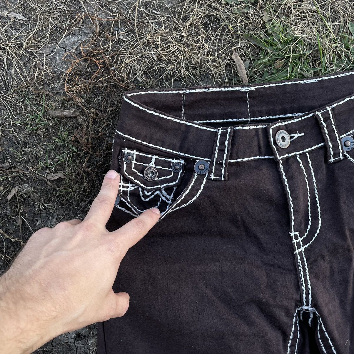 Vintage Vintage 90s Baggy Embroidered Japanese Jeans Black Faded 30 Size 30" / US 8 / IT 44 - 7 Thumbnail