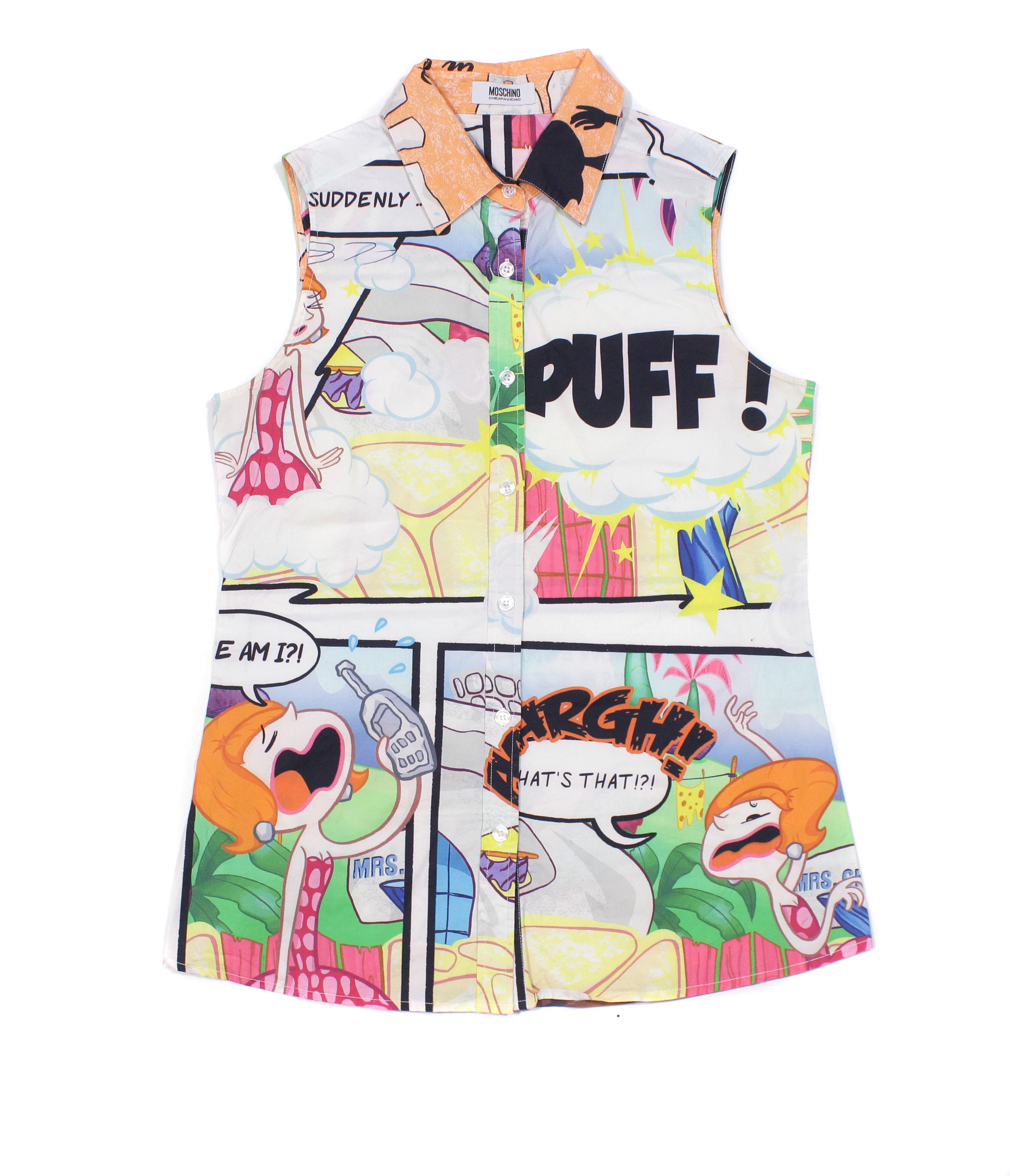 Moschino Cartoon Network All Over Printed Sleeveless Shirt Size S / US 4 / IT 40 - 1 Thumbnail