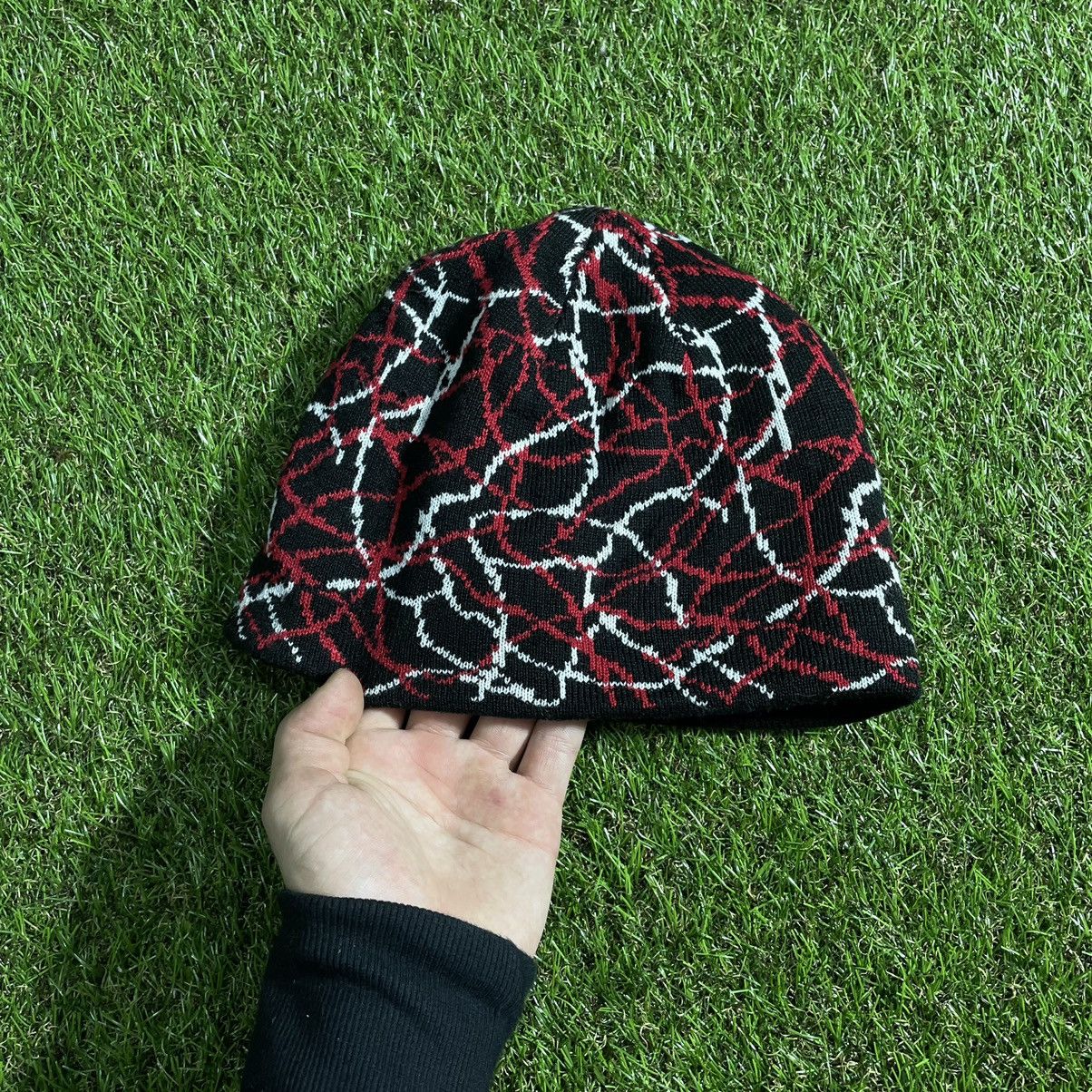 Vintage Vintage 90s Alt Goth Knit Beanie Black Red Texture Slim OS Size ONE SIZE - 1 Thumbnail